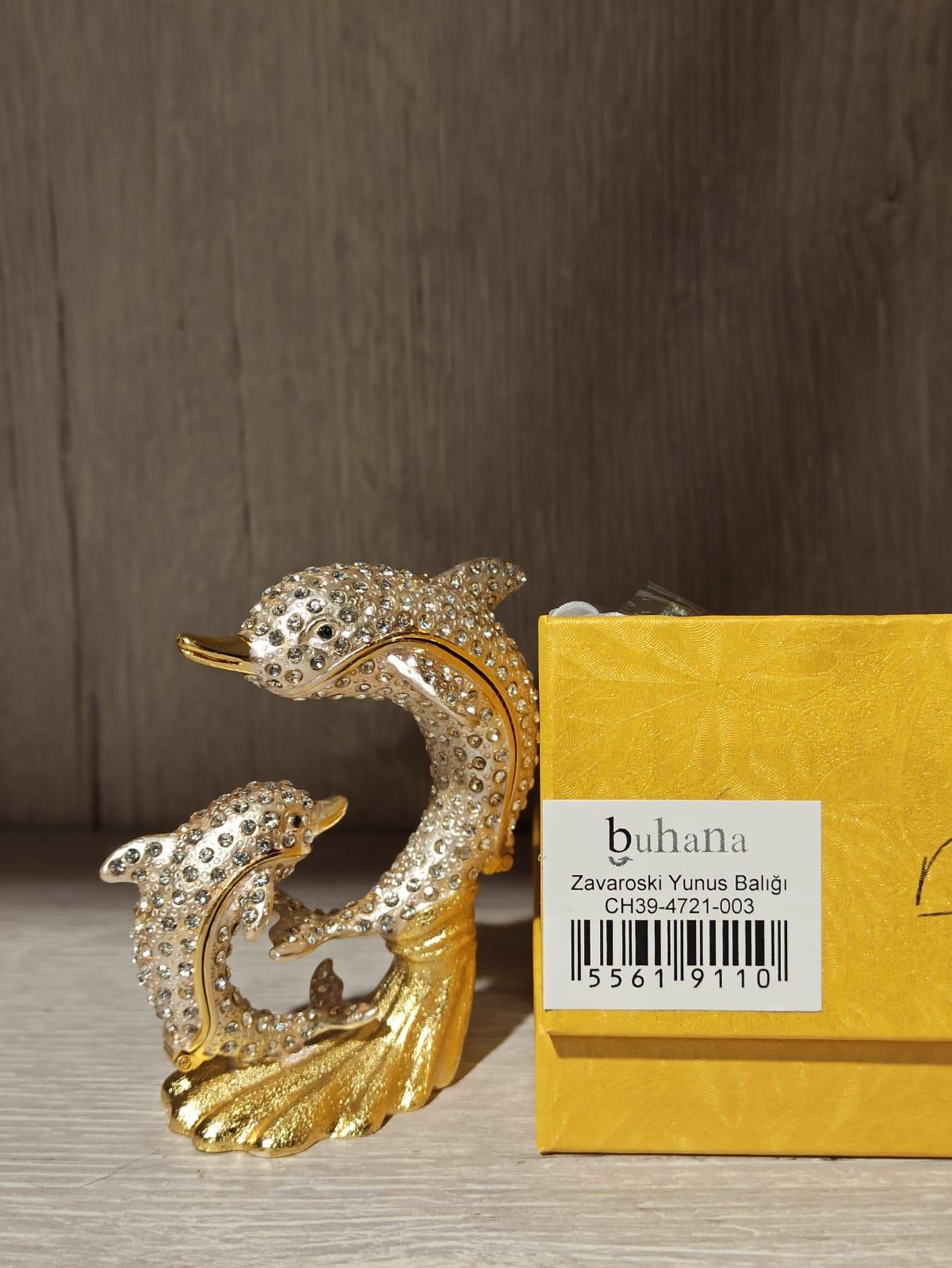 Swarovski Taşlı Yunus Balığı Mücevherlik / Dekoratif Biblo - Miamantra