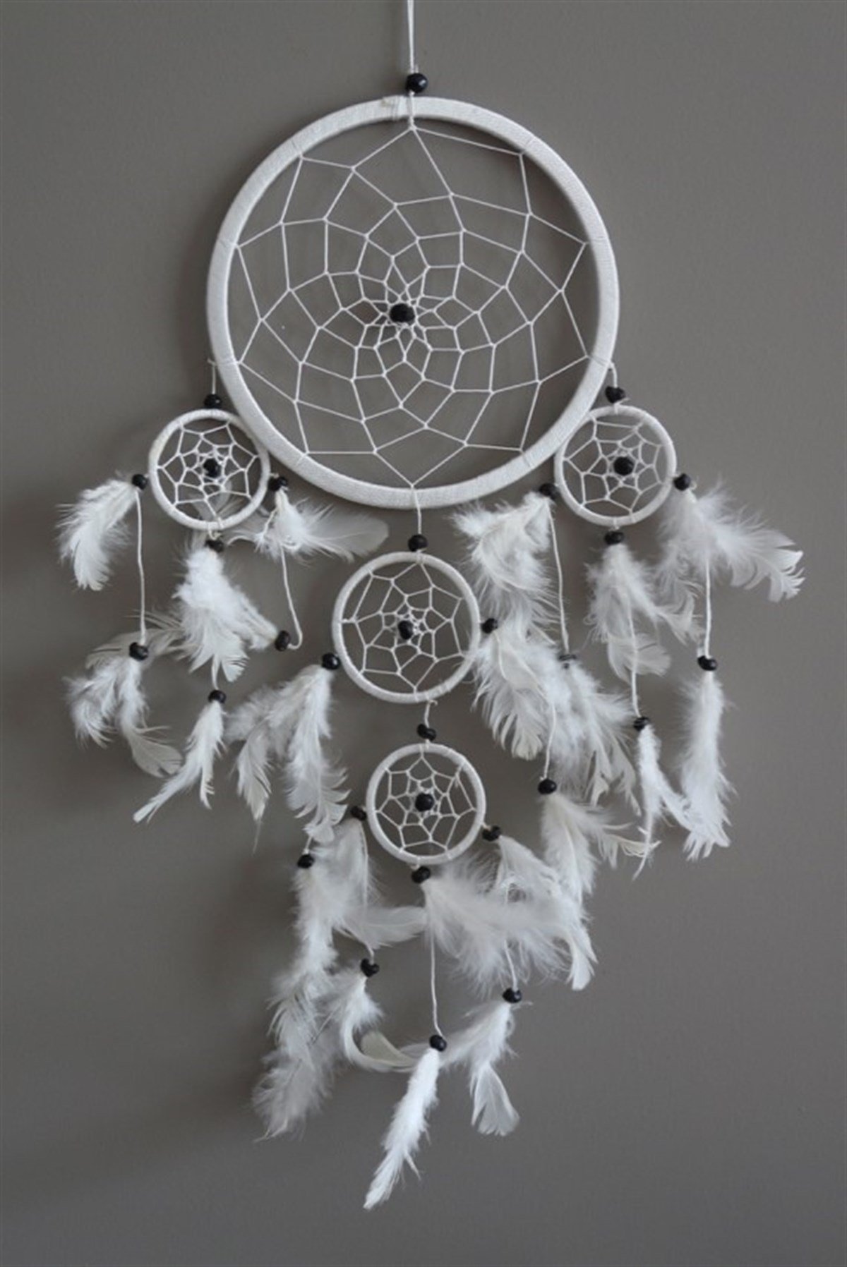 Üç Gözlü Beyaz Rüya Kapanı / Dreamcatcher (16,5 cm çap) - Miamantra