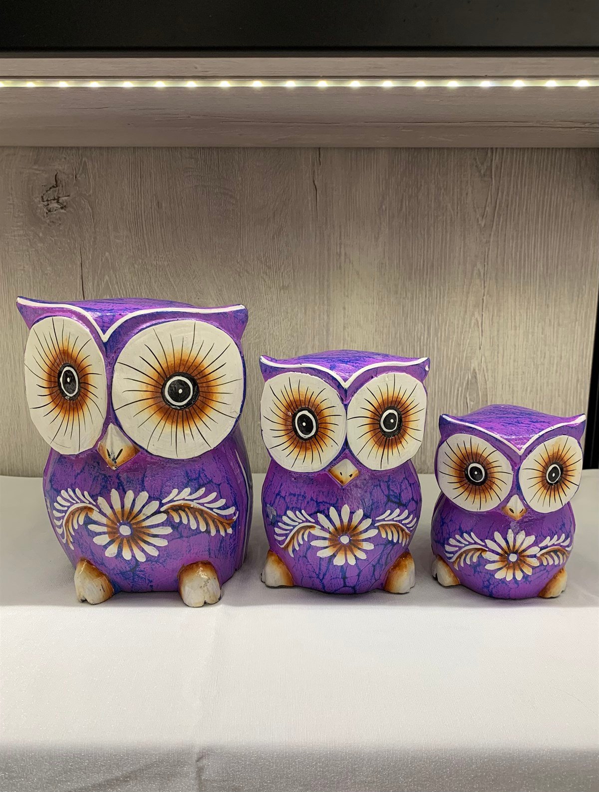 Üçlü Ahşap Baykuş Seti (20 cm, 15 cm, 10 cm)