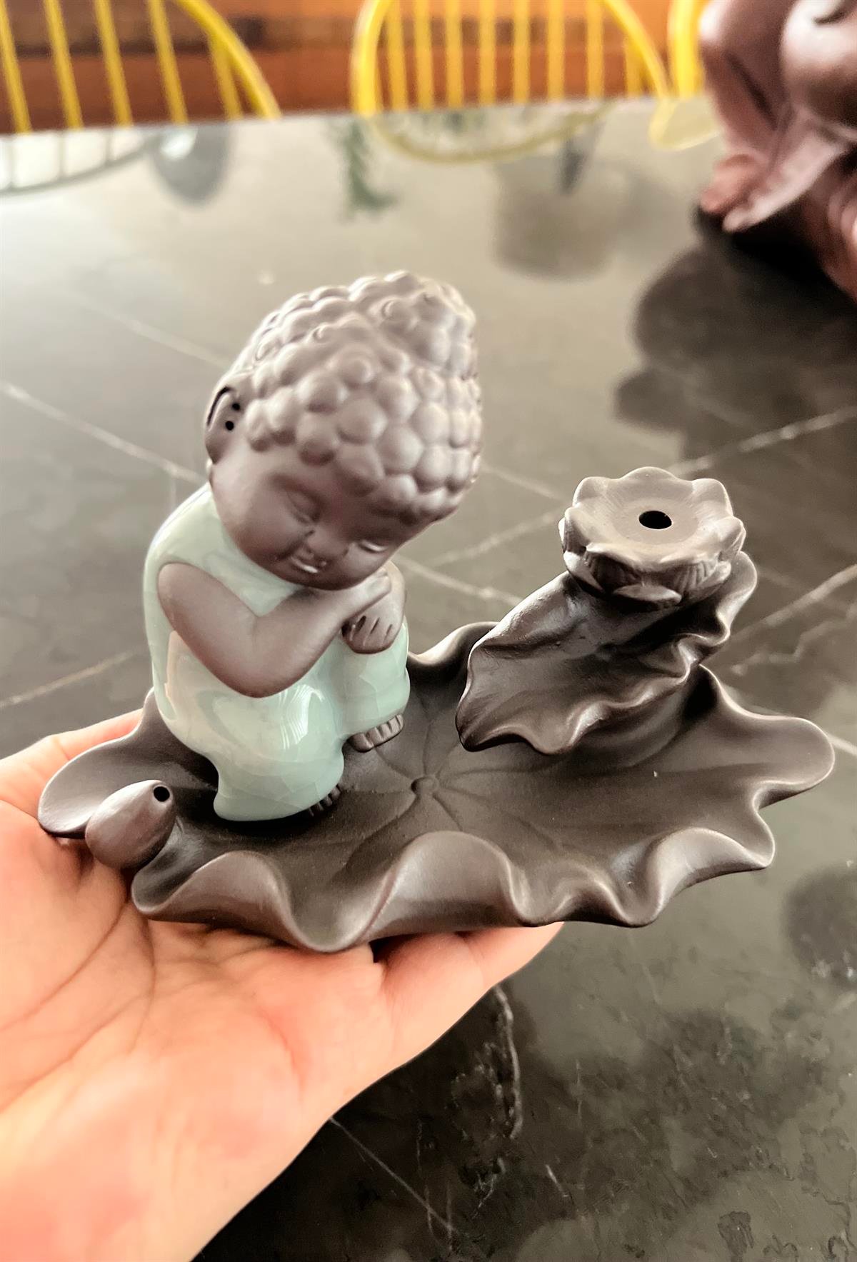 Zen Buda Geri Akışlı Tütsülük / Tütsü Şelalesi - 10 cm - Turkuaz - Miamantra