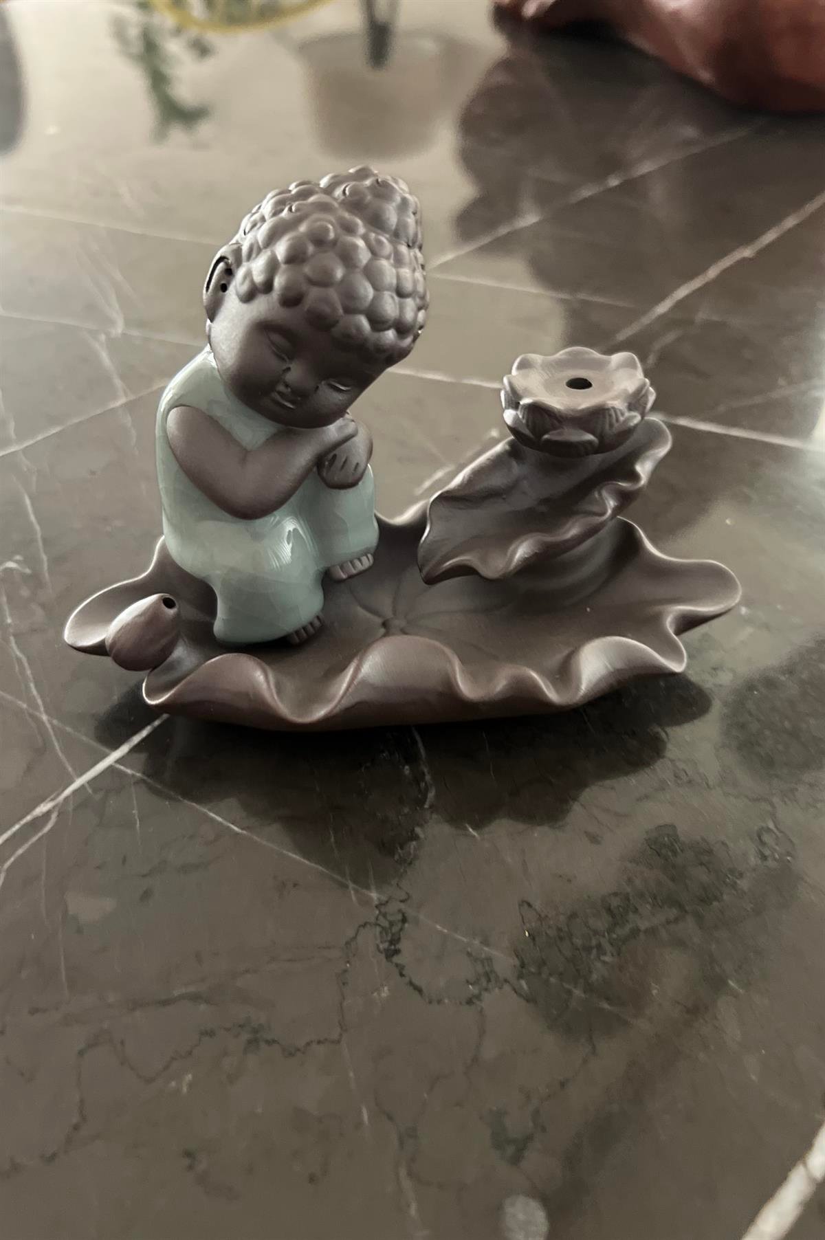 Zen Buda Geri Akışlı Tütsülük / Tütsü Şelalesi - 10 cm - Turkuaz - Miamantra