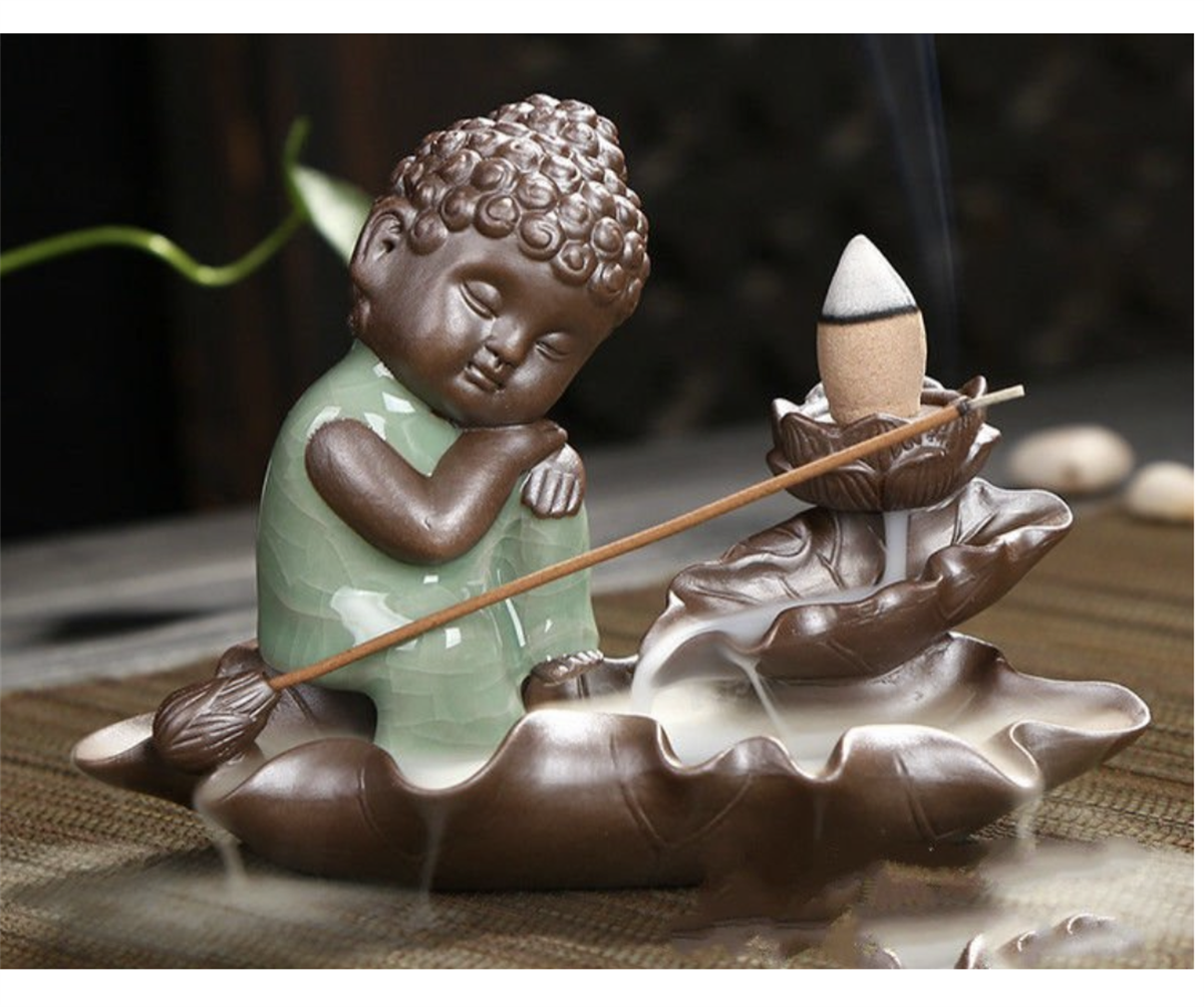 Zen Buda Geri Akışlı Tütsülük / Tütsü Şelalesi - 10 cm - Turkuaz - Miamantra