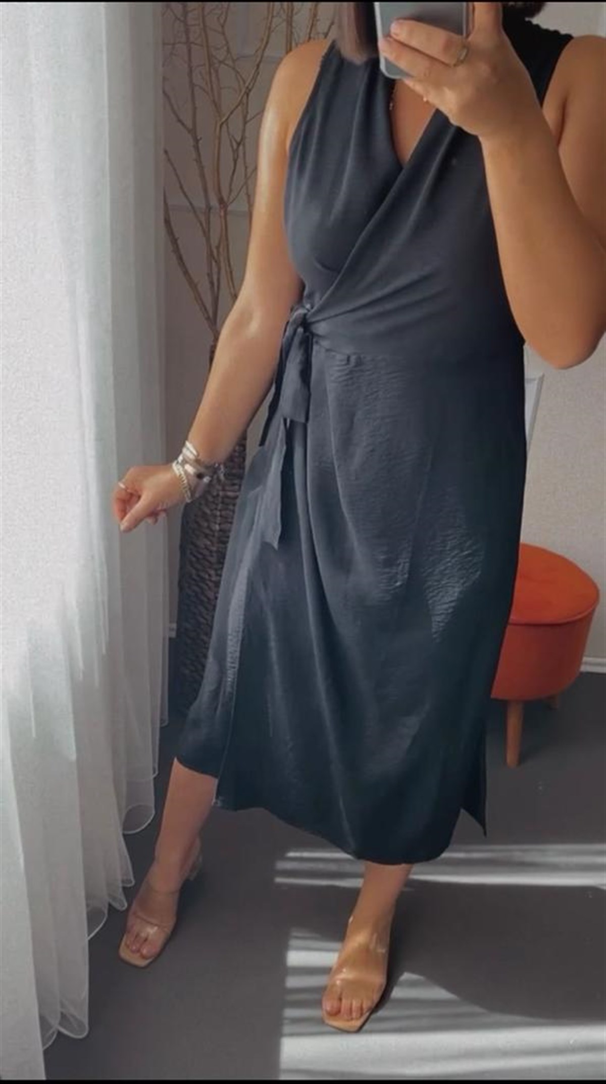 Ayrobın kumas kruvaze elbıse