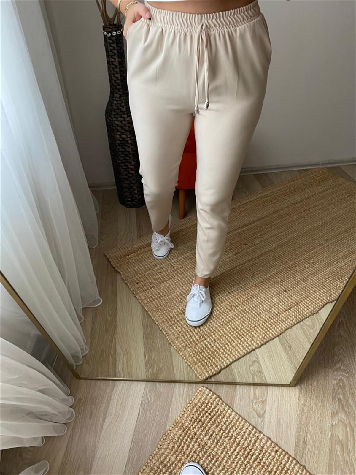 Bel lastıklı yuksek bel pantalon