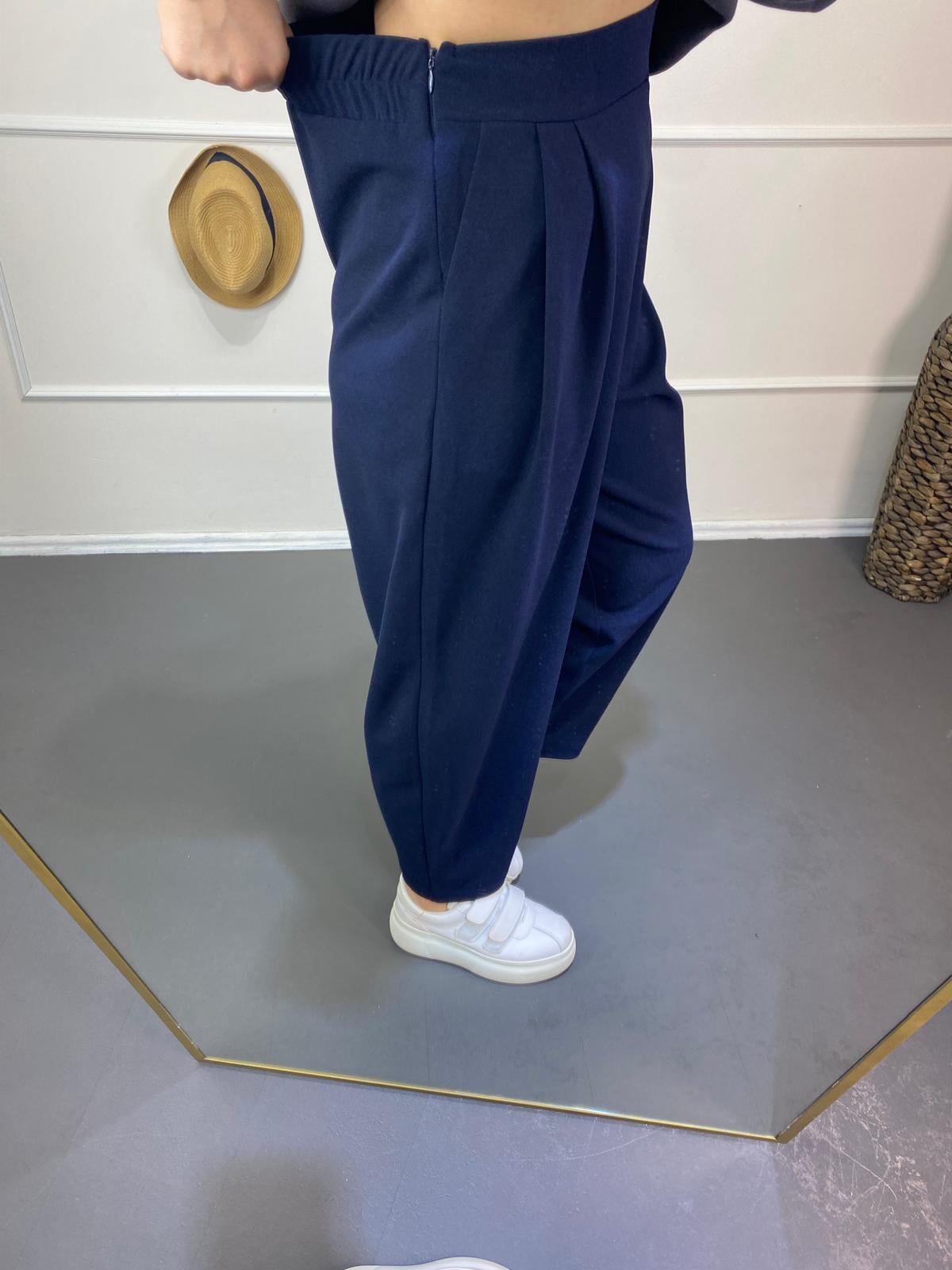 Belı lastık full lıkralı pantalon larcıvert