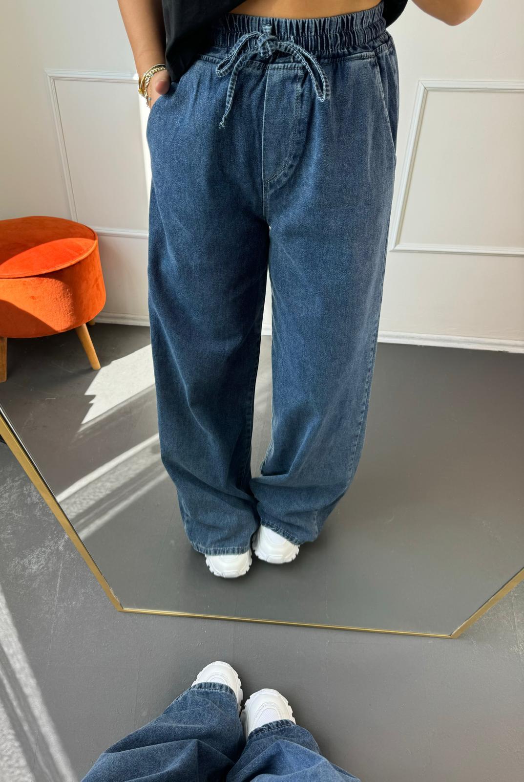 Belı lastıklı bol jean