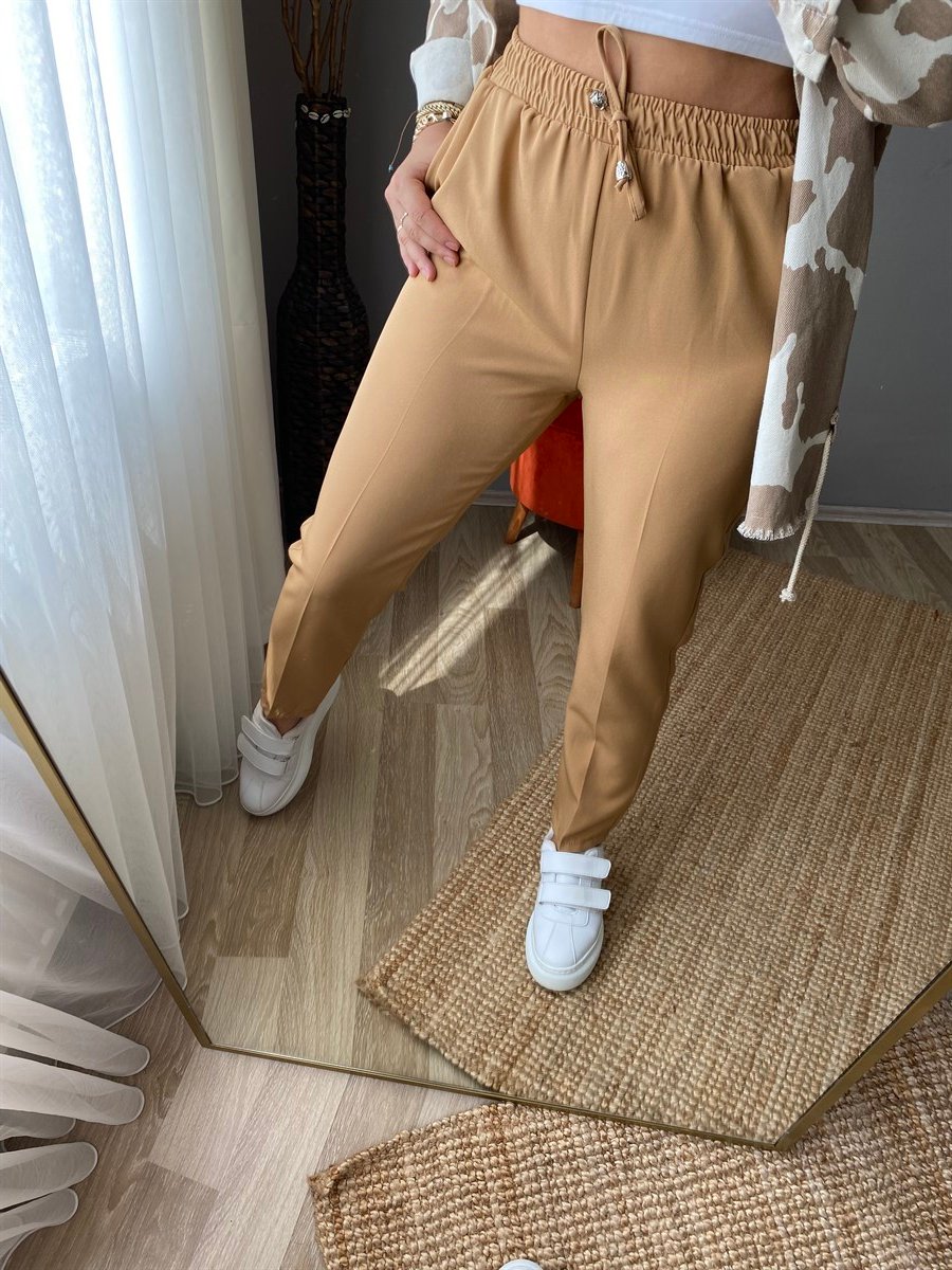 Beli lastikli kumaş pantalon