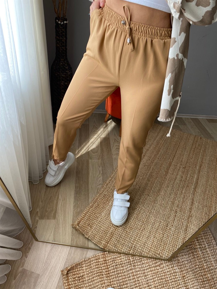 Beli lastikli kumaş pantalon
