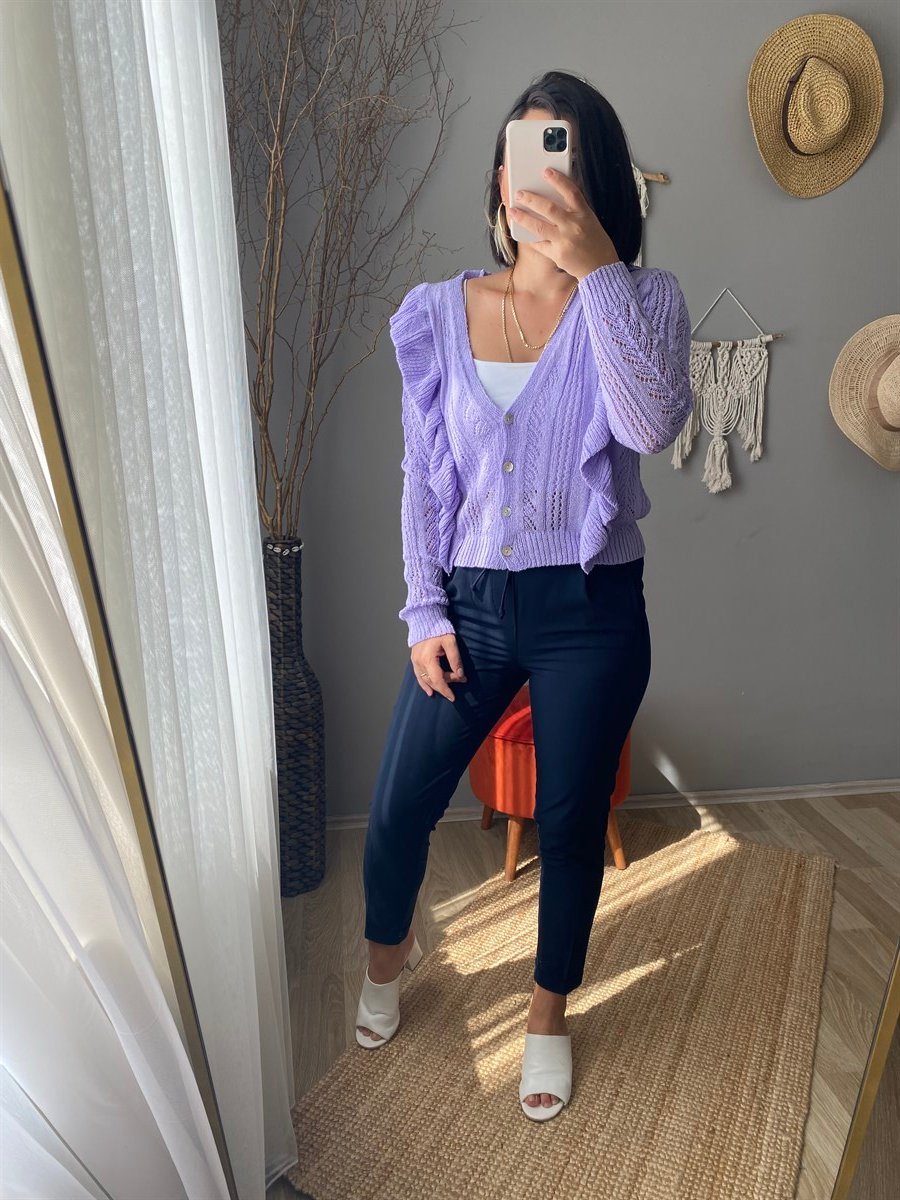 Duble paça bel lastik kumaş pantalon