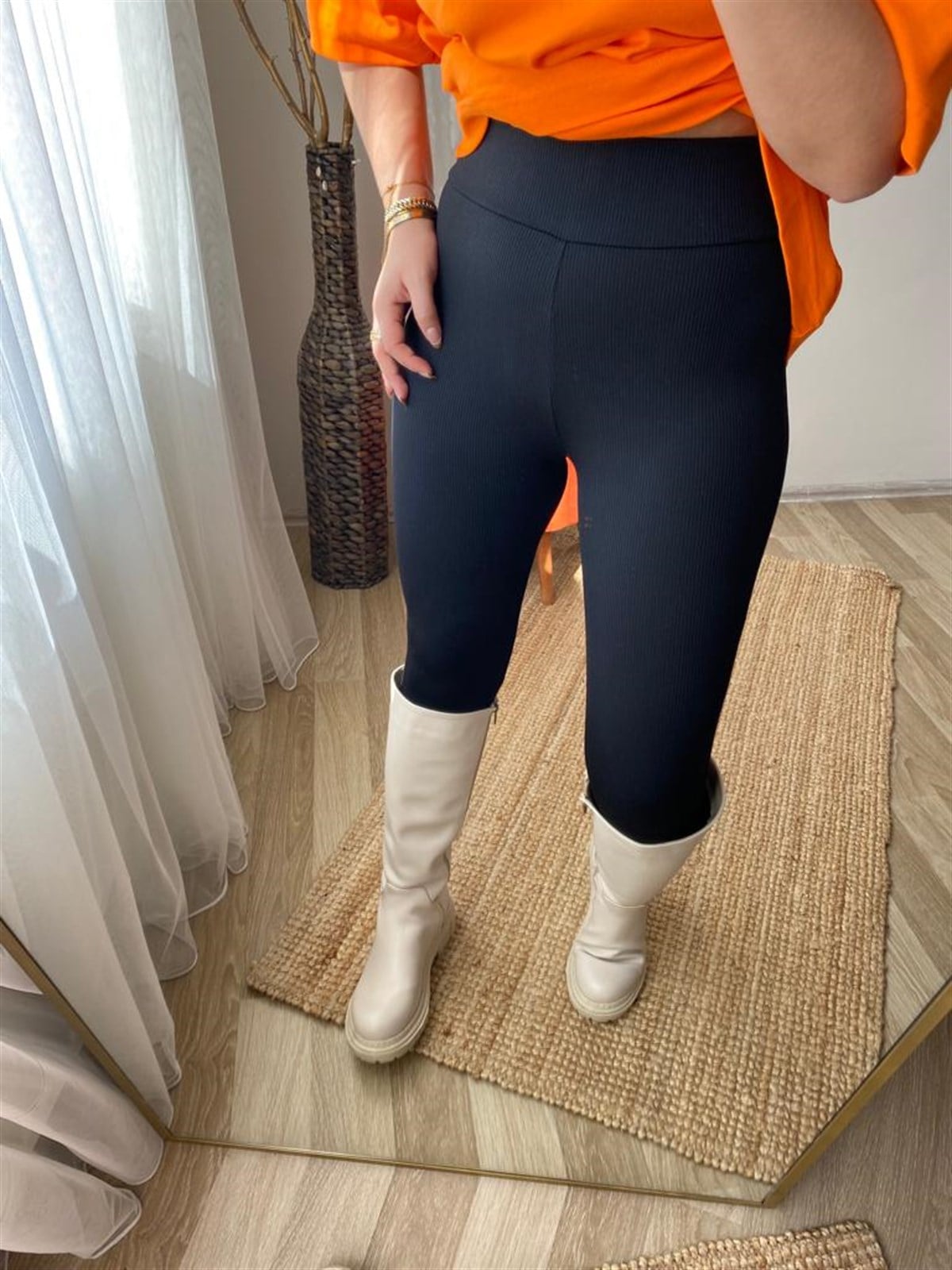 Ekstra yuksek bel fıtıllı tayt