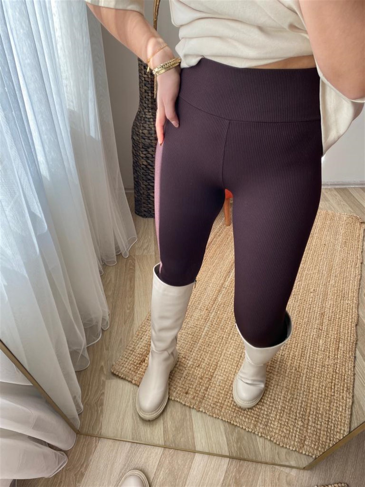 Ekstra yuksek bel fıtıllı tayt