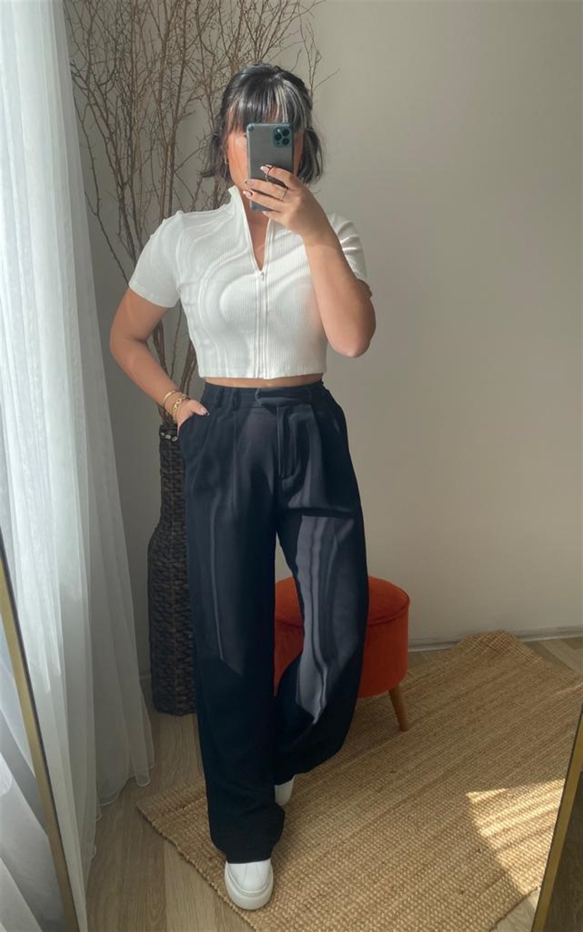 Full lıkralı fermuarlı bluz