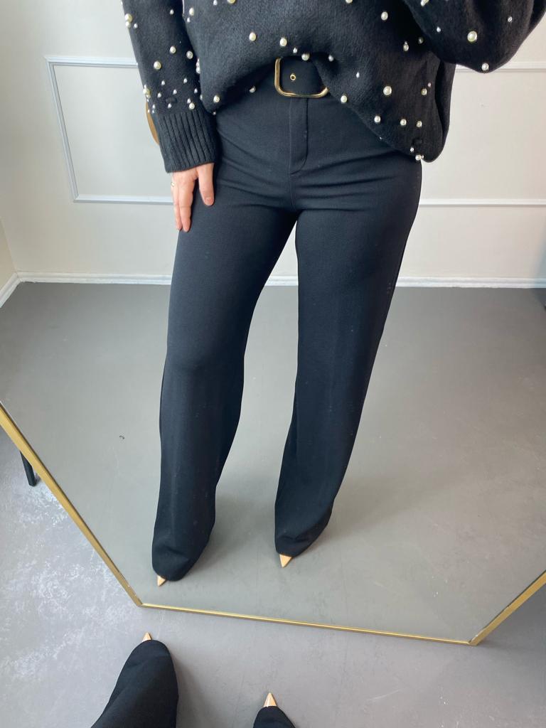 Full lıkralı kemerlı kumas pantalon