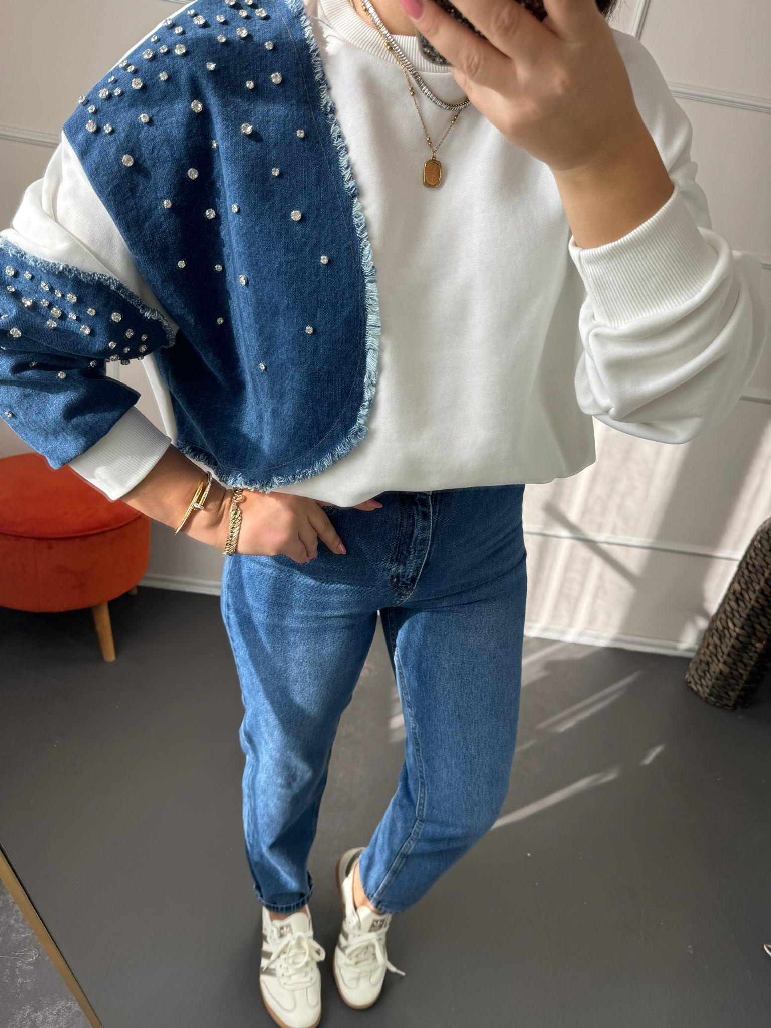 Jean detaylı sweat