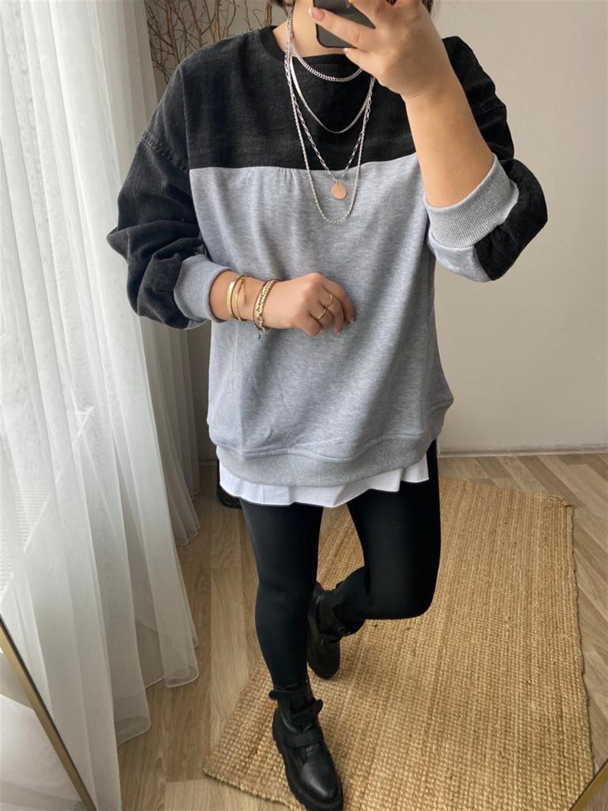 Jean detaylı sweat