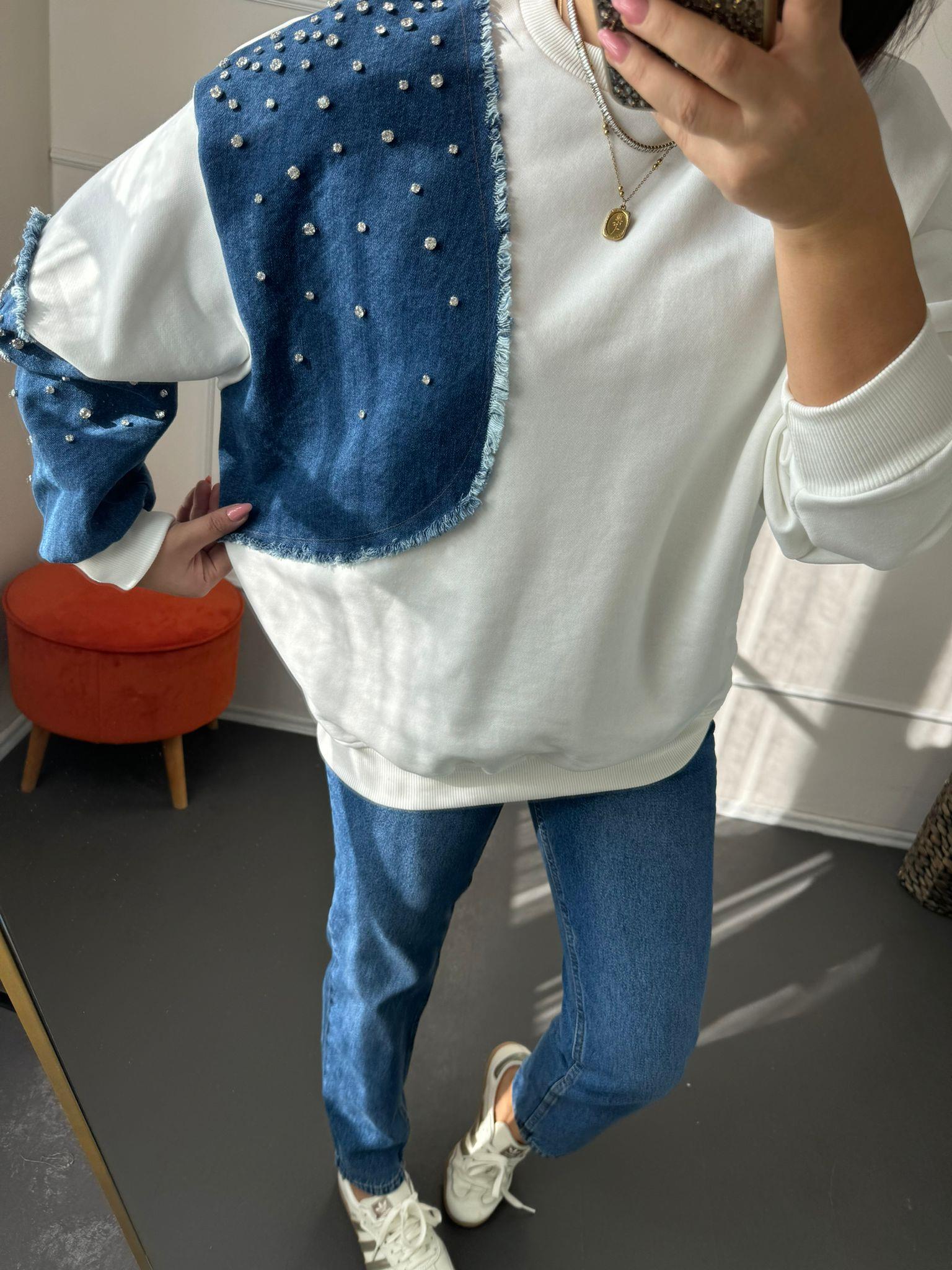 Jean detaylı sweat