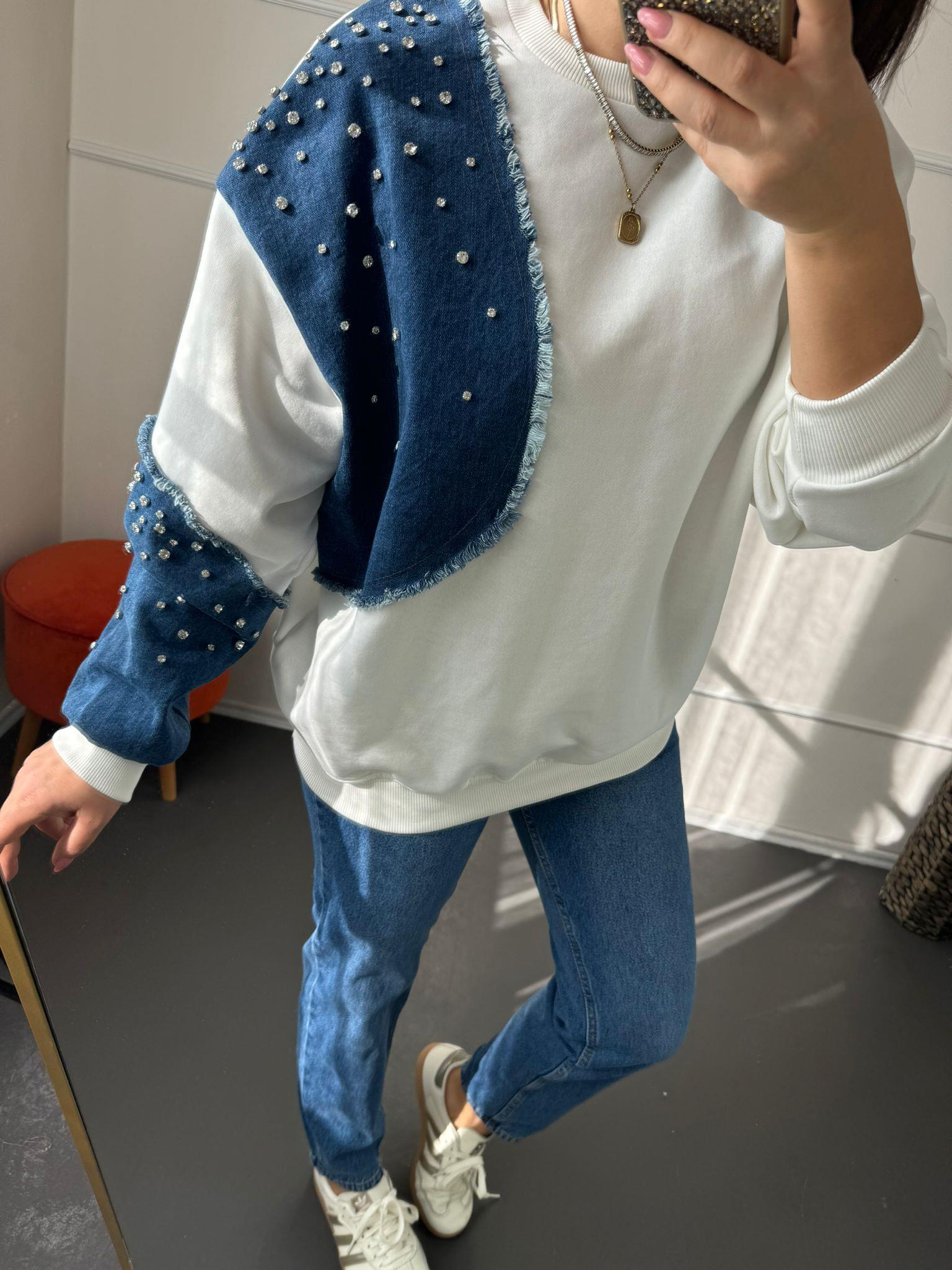 Jean detaylı sweat