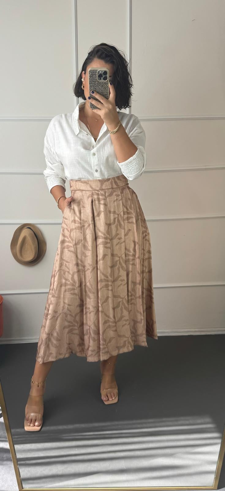 Kahve desenlı etek