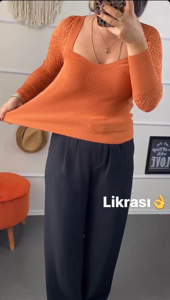 Kalp yaka trıko