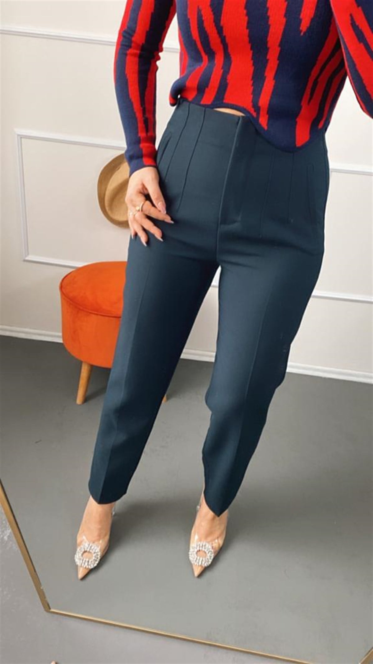 Karol pensli kumaş pantalon