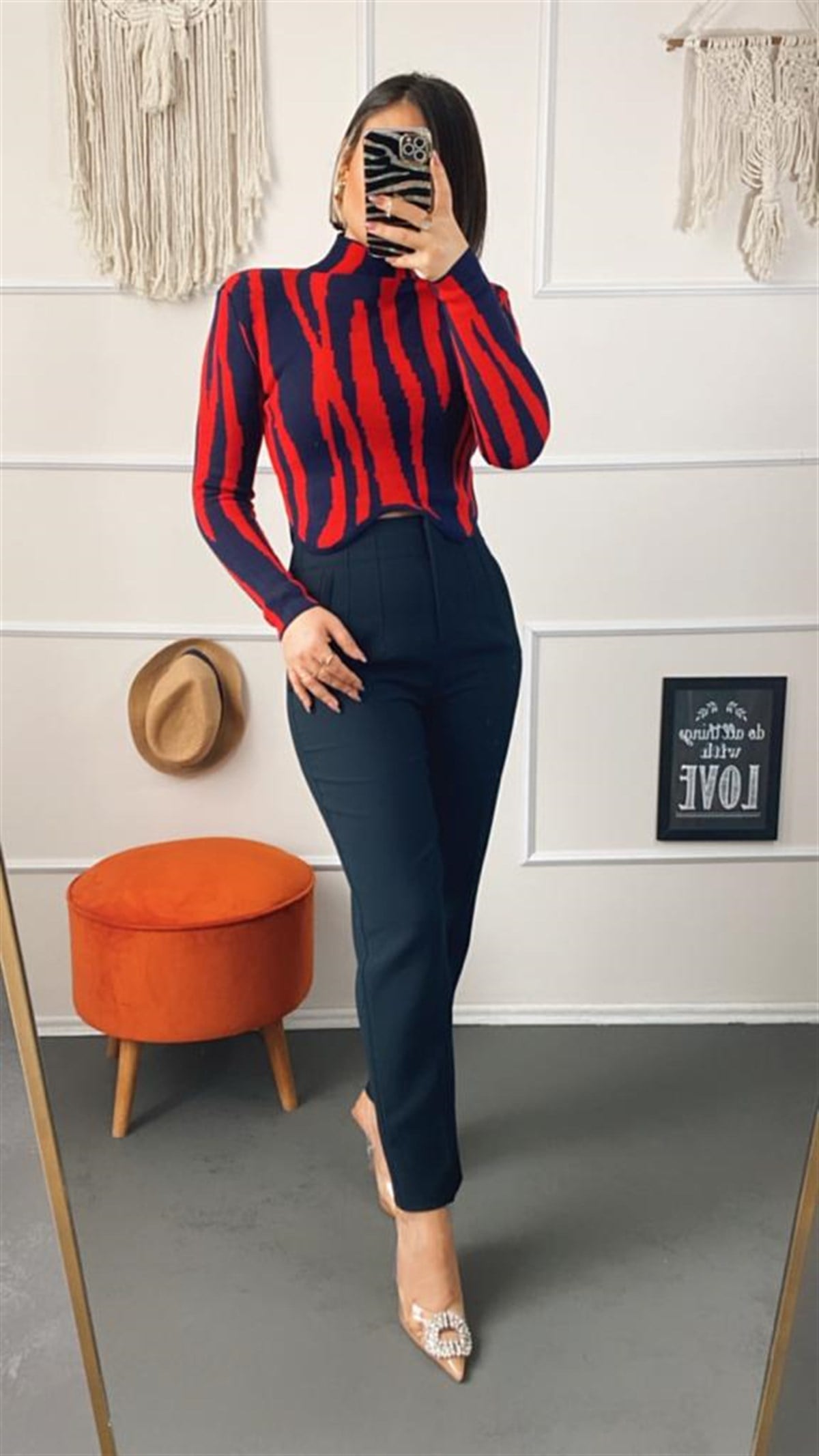 Karol pensli kumaş pantalon
