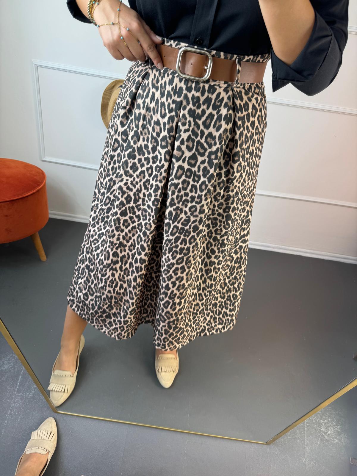 Kemerli Leoparlı Etek