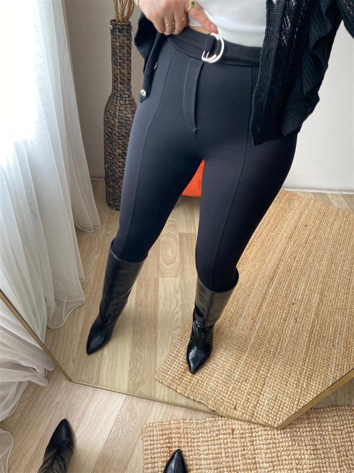 Orjınal marka bel kemerlı tayt pantalon
