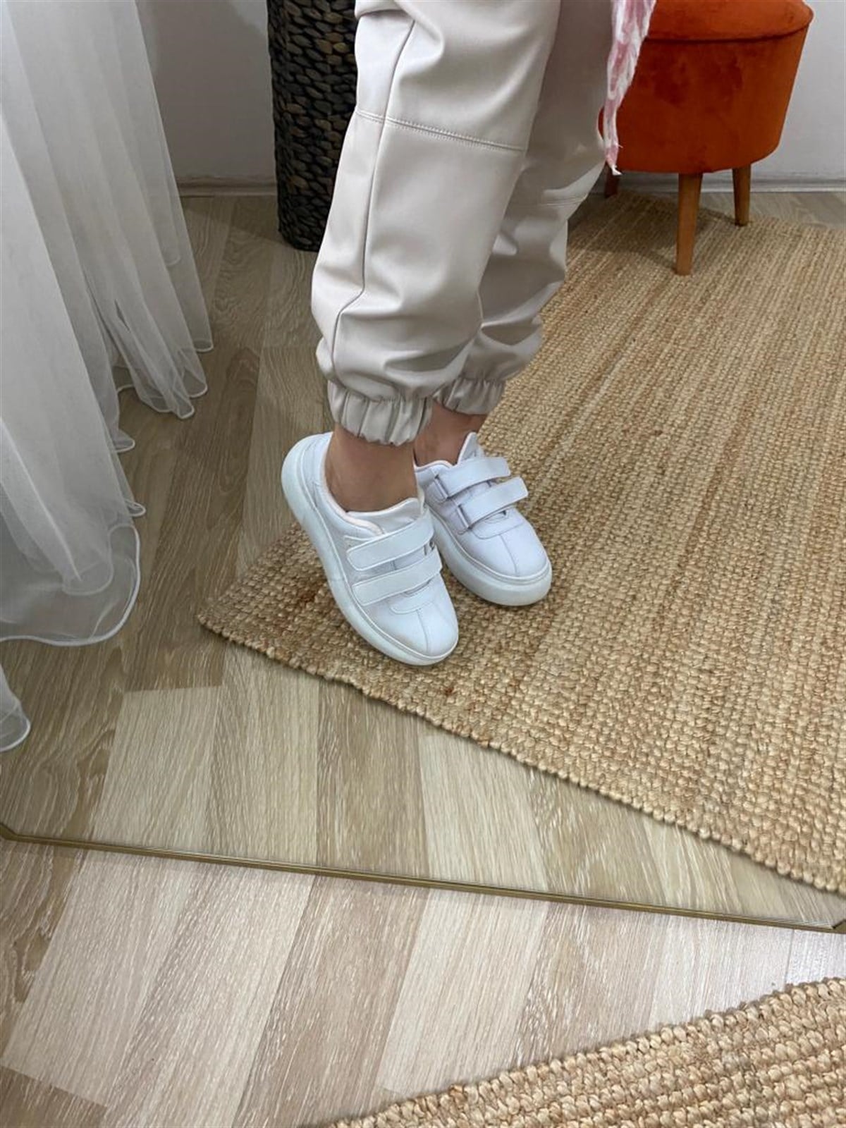 Paca lastıklı yuksek bel ıcı sardonlu derı pantalon
