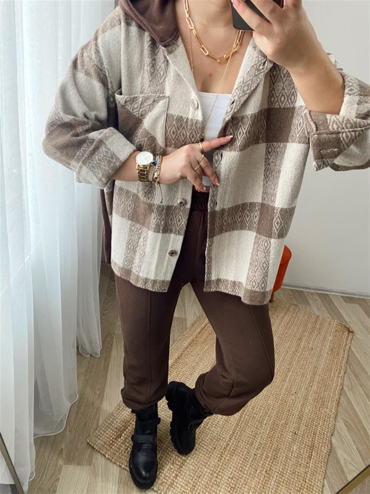 Pamuklu sweat detaylı gomlek ceket