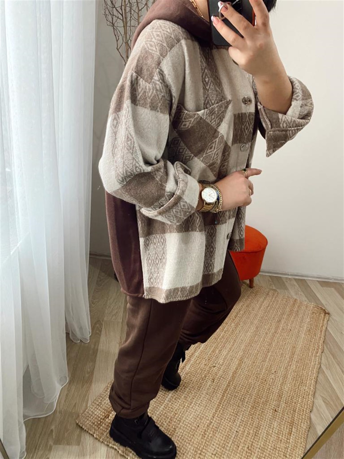 Pamuklu sweat detaylı gomlek ceket