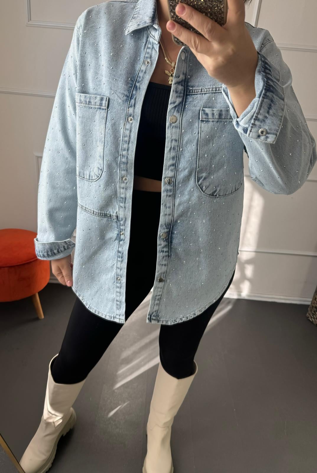 Pullu Denim Ceket