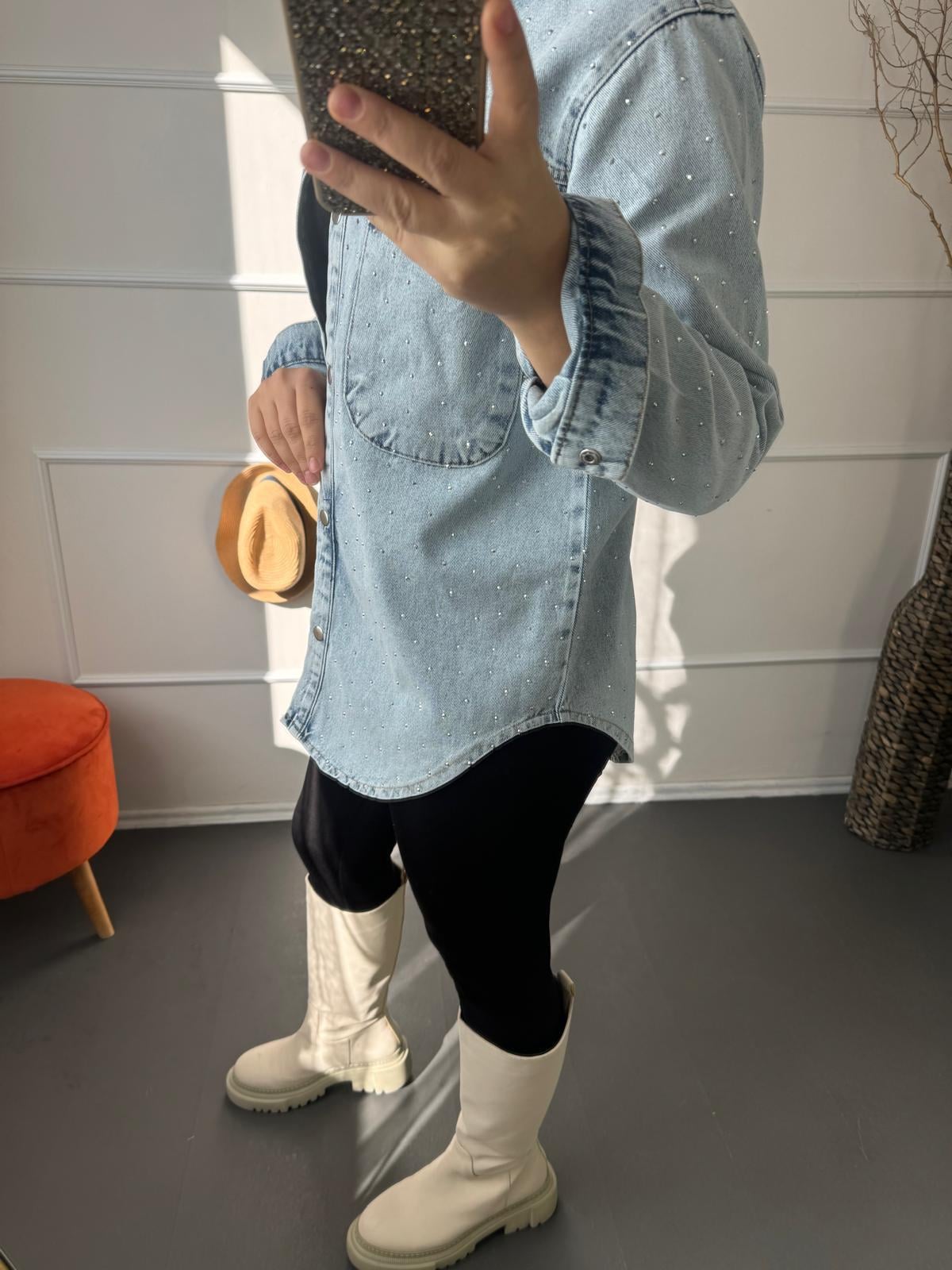 Pullu Denim Ceket