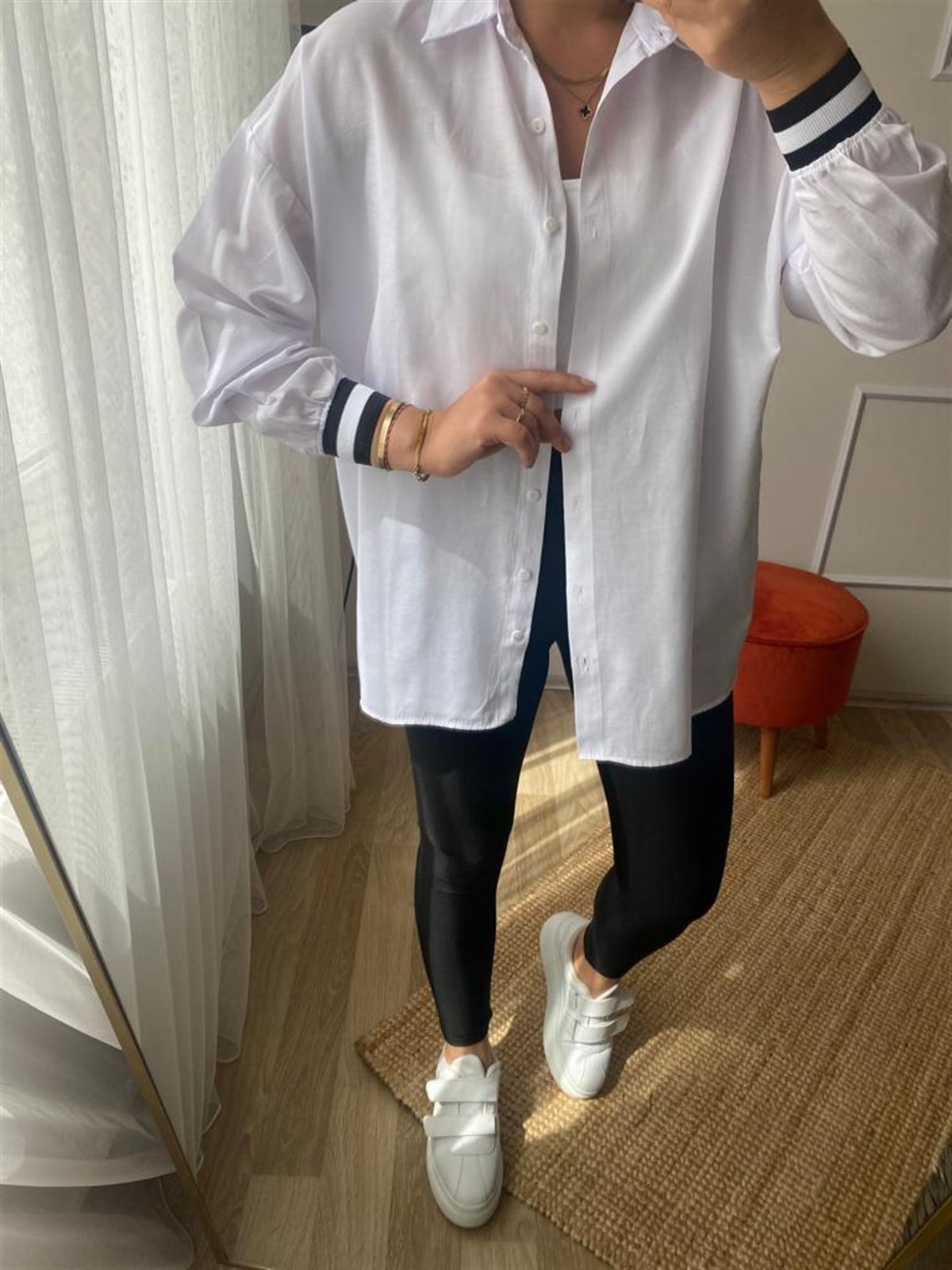 Rıbanalı pamuklu gomlek