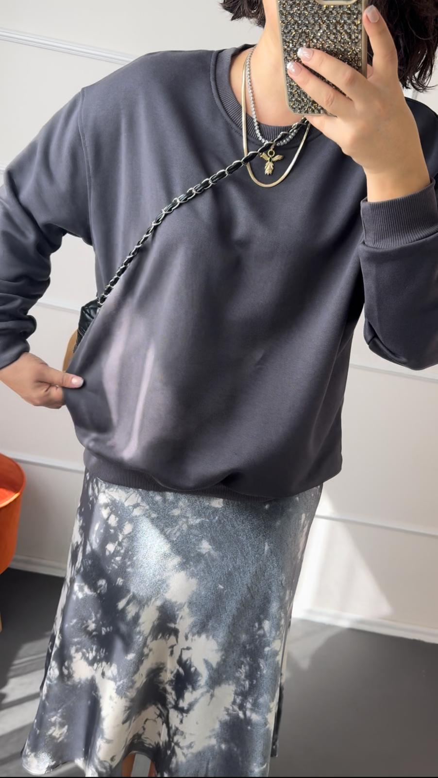 Şardonsuz Pamuklu Oversize Sweatshirt