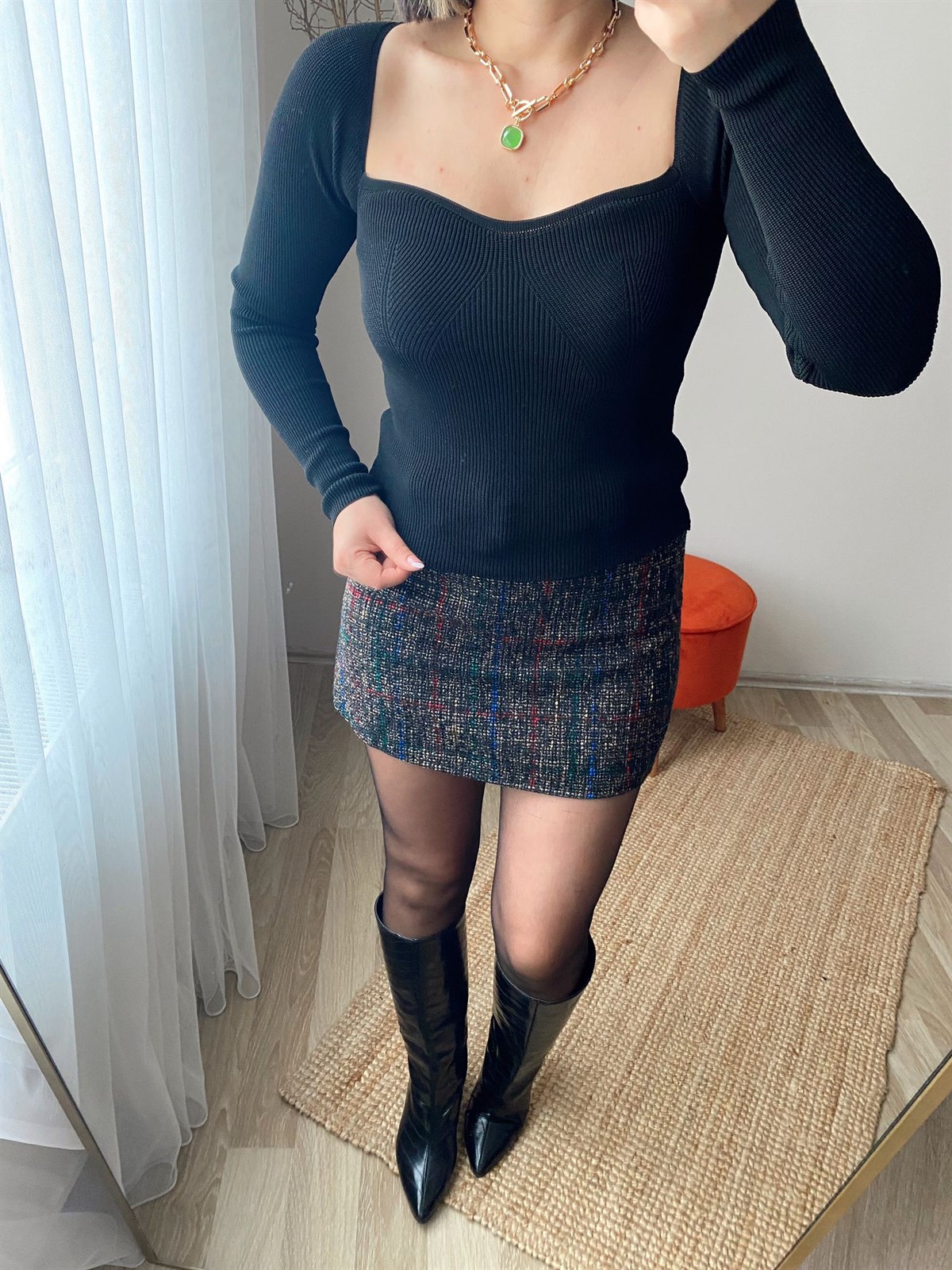 Standart beden opucuk yaka trıko