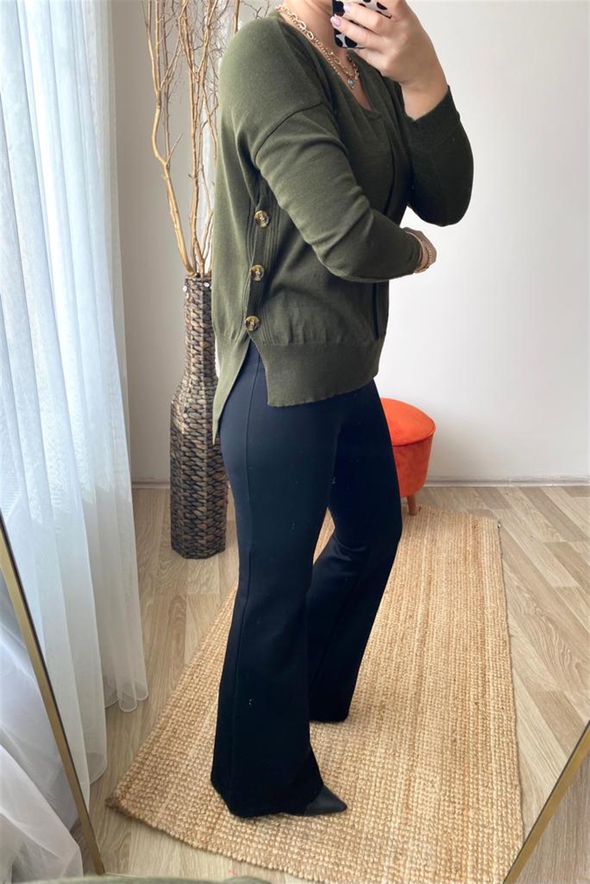 Standart beden yanı dugmelı merserıze trıko