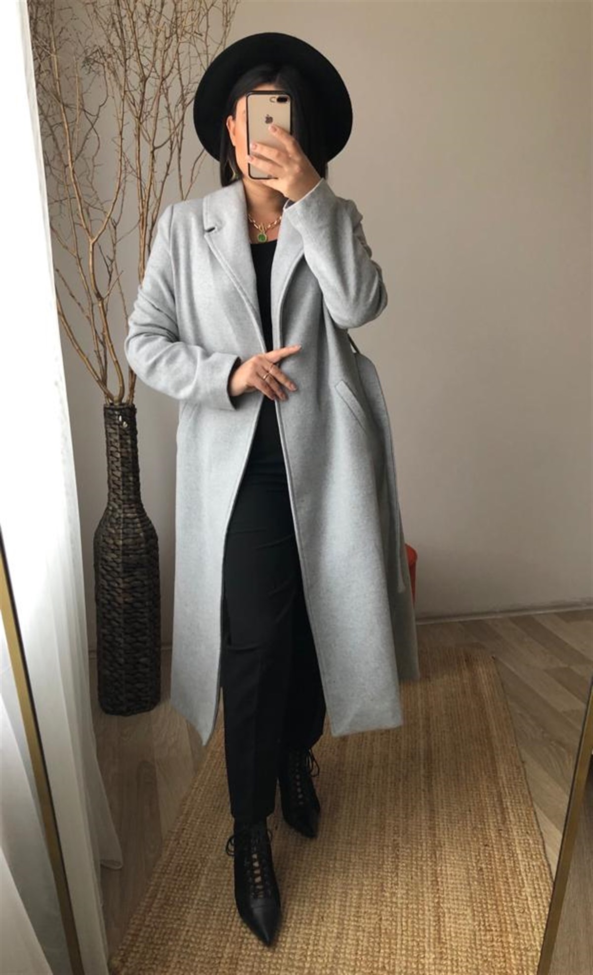 Uzun astarlı kaşe kaban