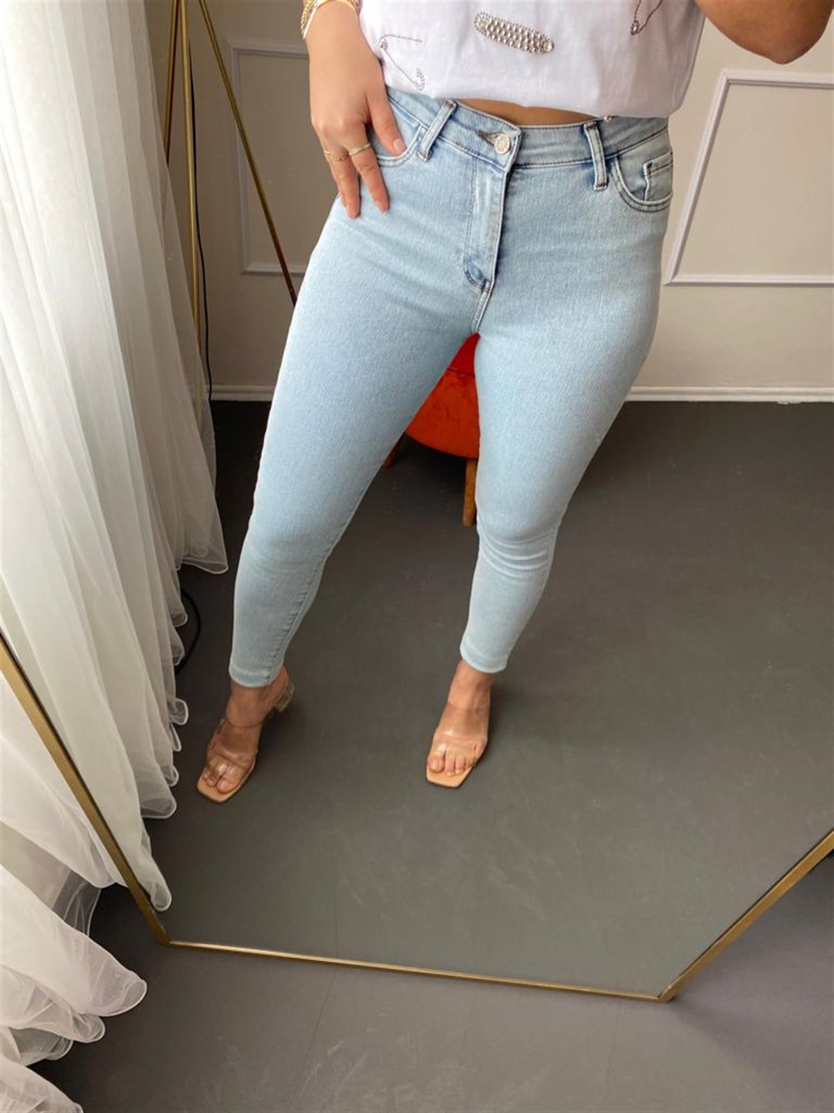 Yuksek bel full lıkralı jean