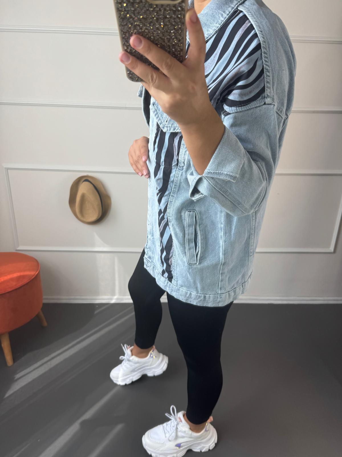 Zebra Desenli Jean Ceket
