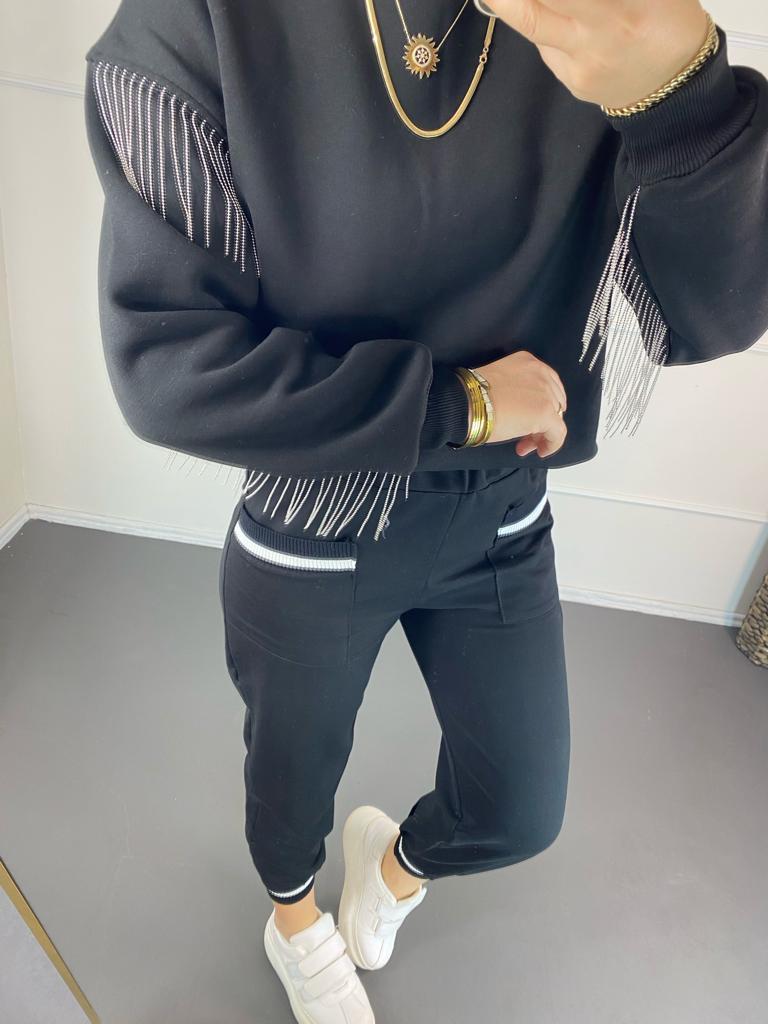Zıncır detaylı sweat
