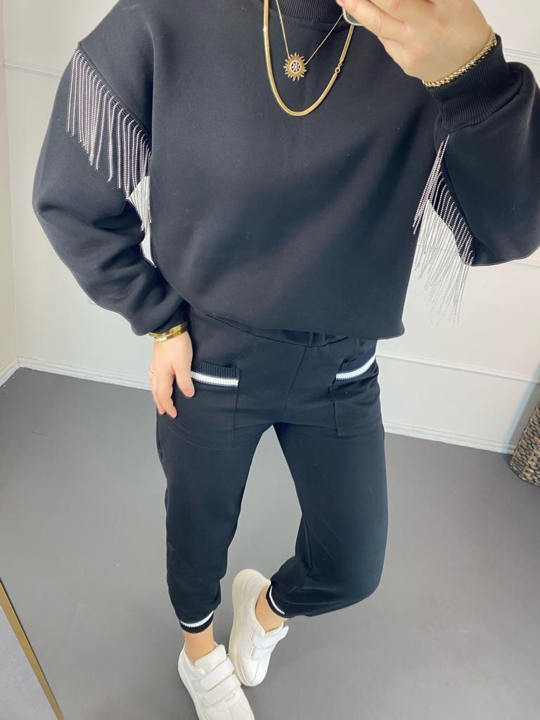 Zıncır detaylı sweat