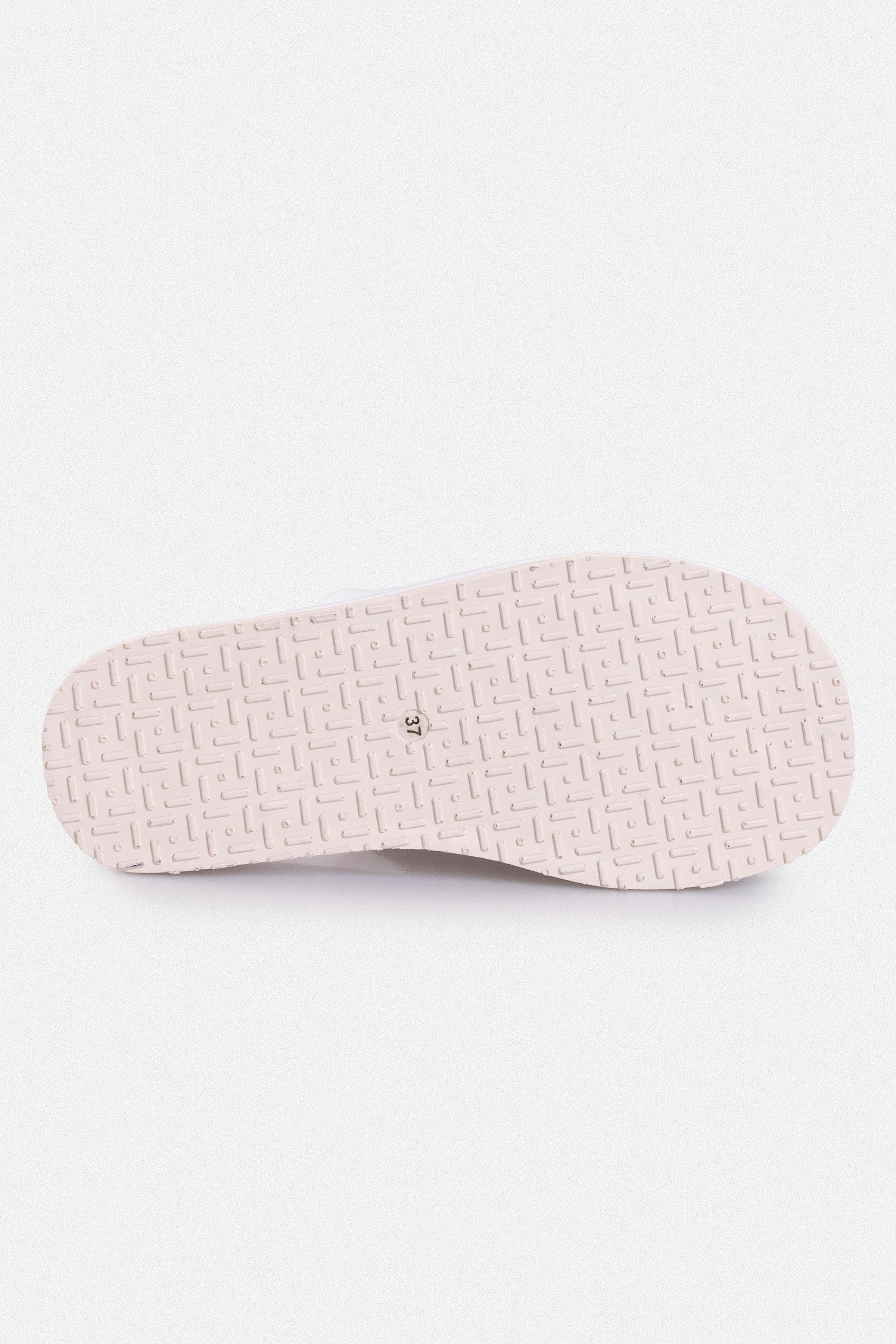 Kadın Düz Terlik - Beyaz Deri 