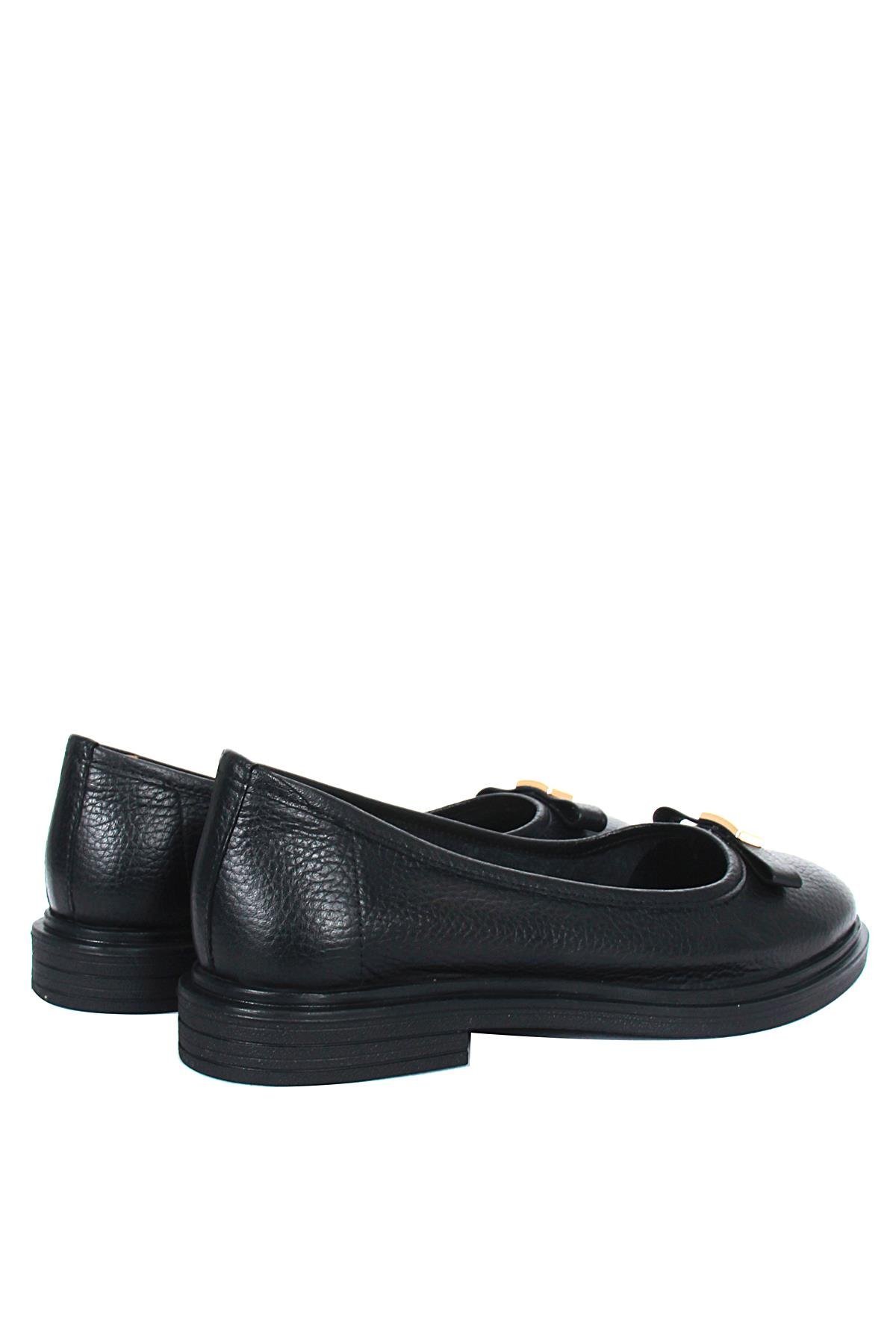 Kadın Günlük Düz Babet Ayakkabı - Siyah Floter