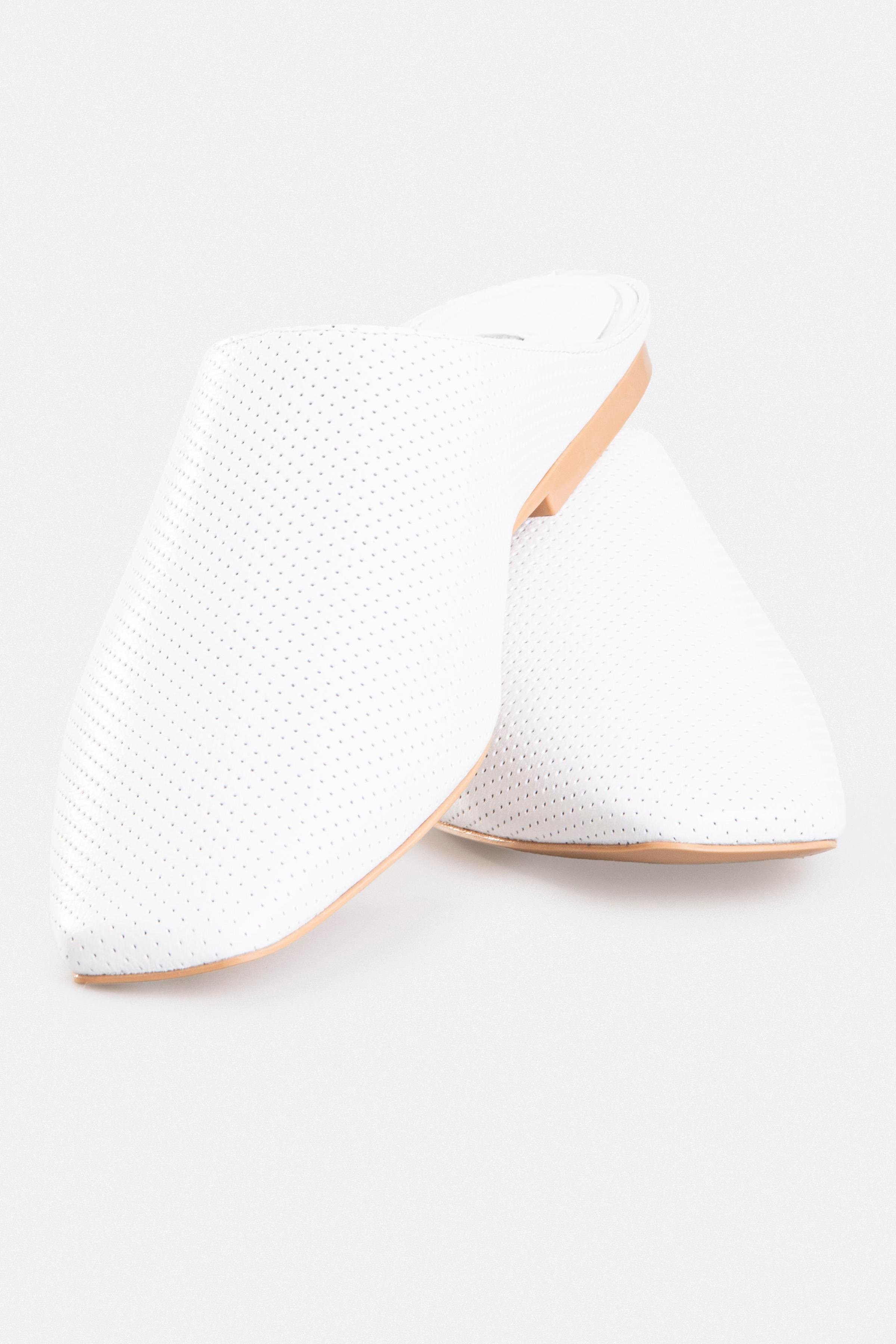 Kadın Günlük Düz Terlik - Beyaz Deri