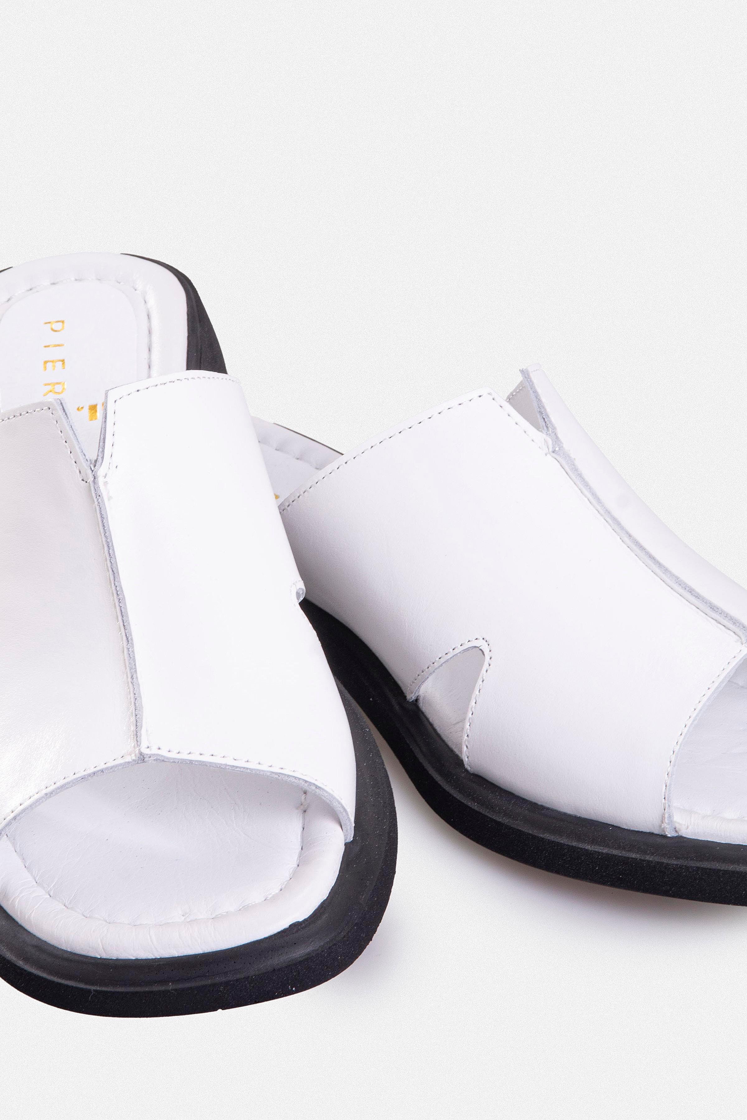 Kadın Günlük Düz Terlik - Beyaz Deri