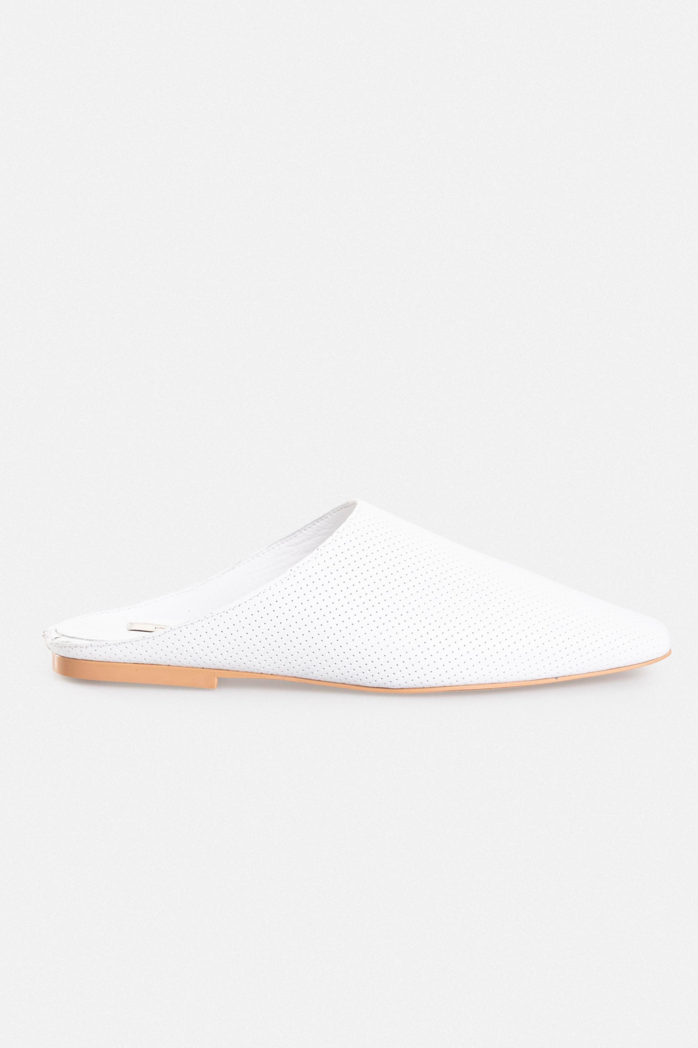 Kadın Günlük Düz Terlik - Beyaz Deri