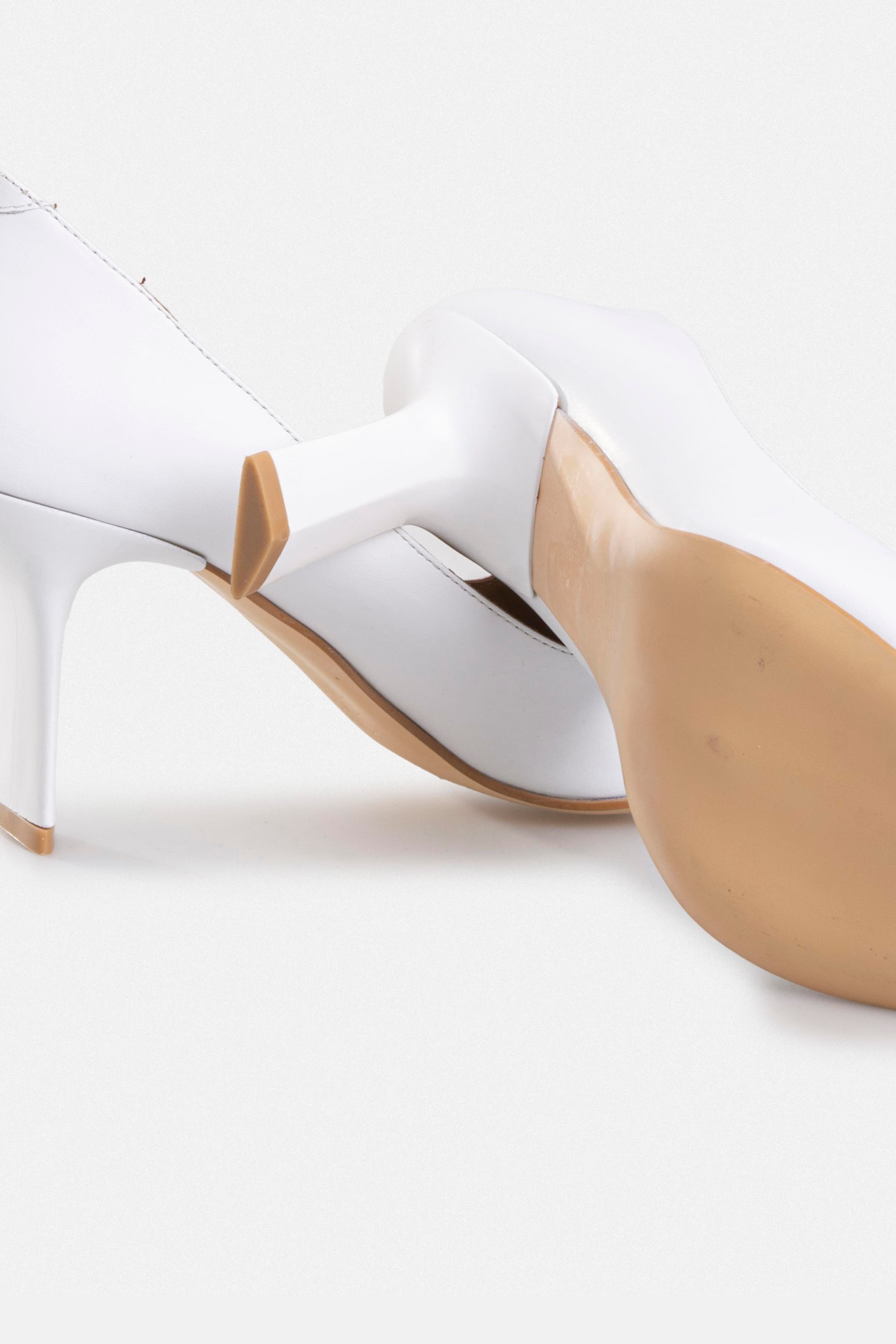 Kadın İnce Topuklu Ayakkabı - Beyaz Deri