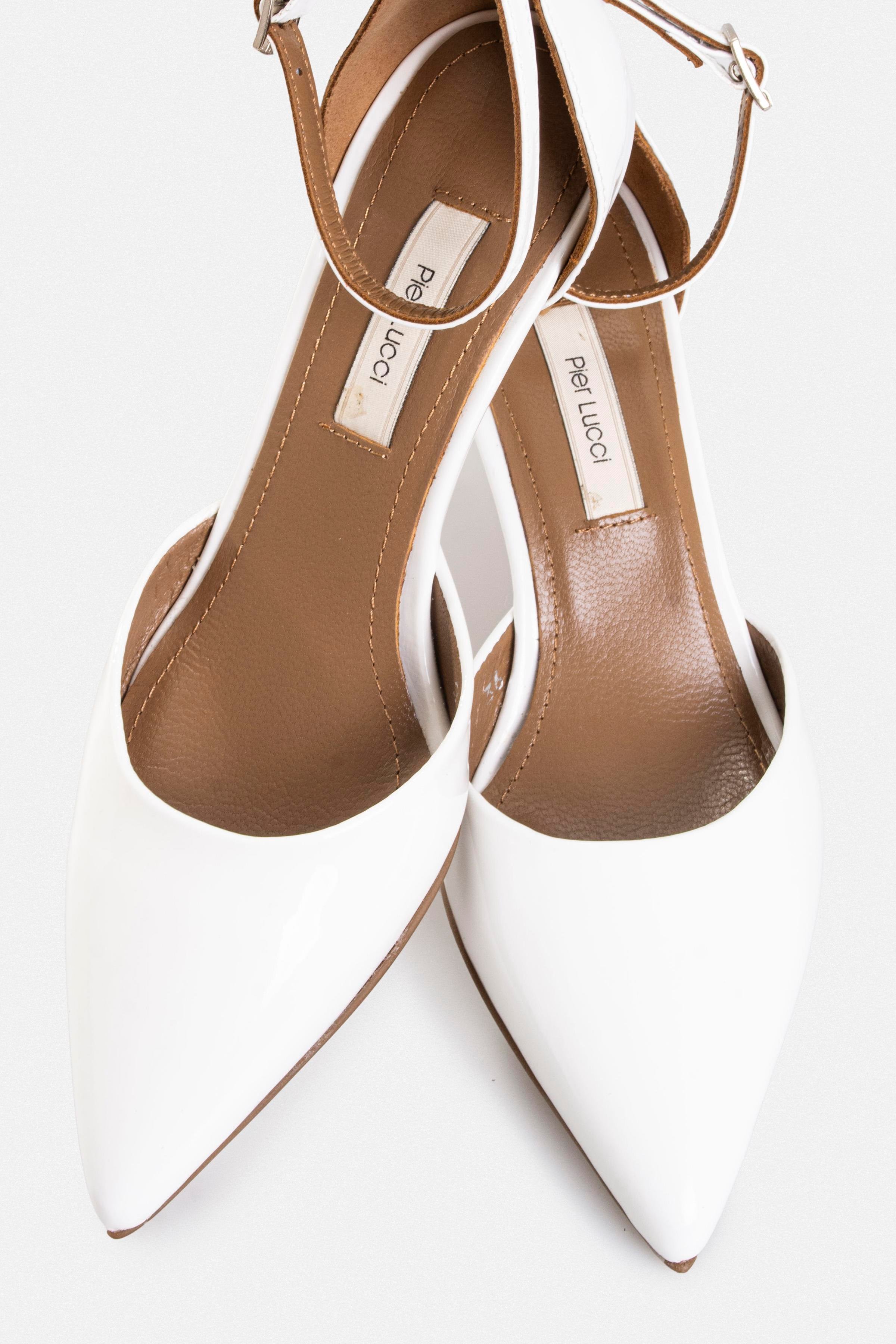 Kadın İnce Topuklu Ayakkabı - Beyaz Rugan