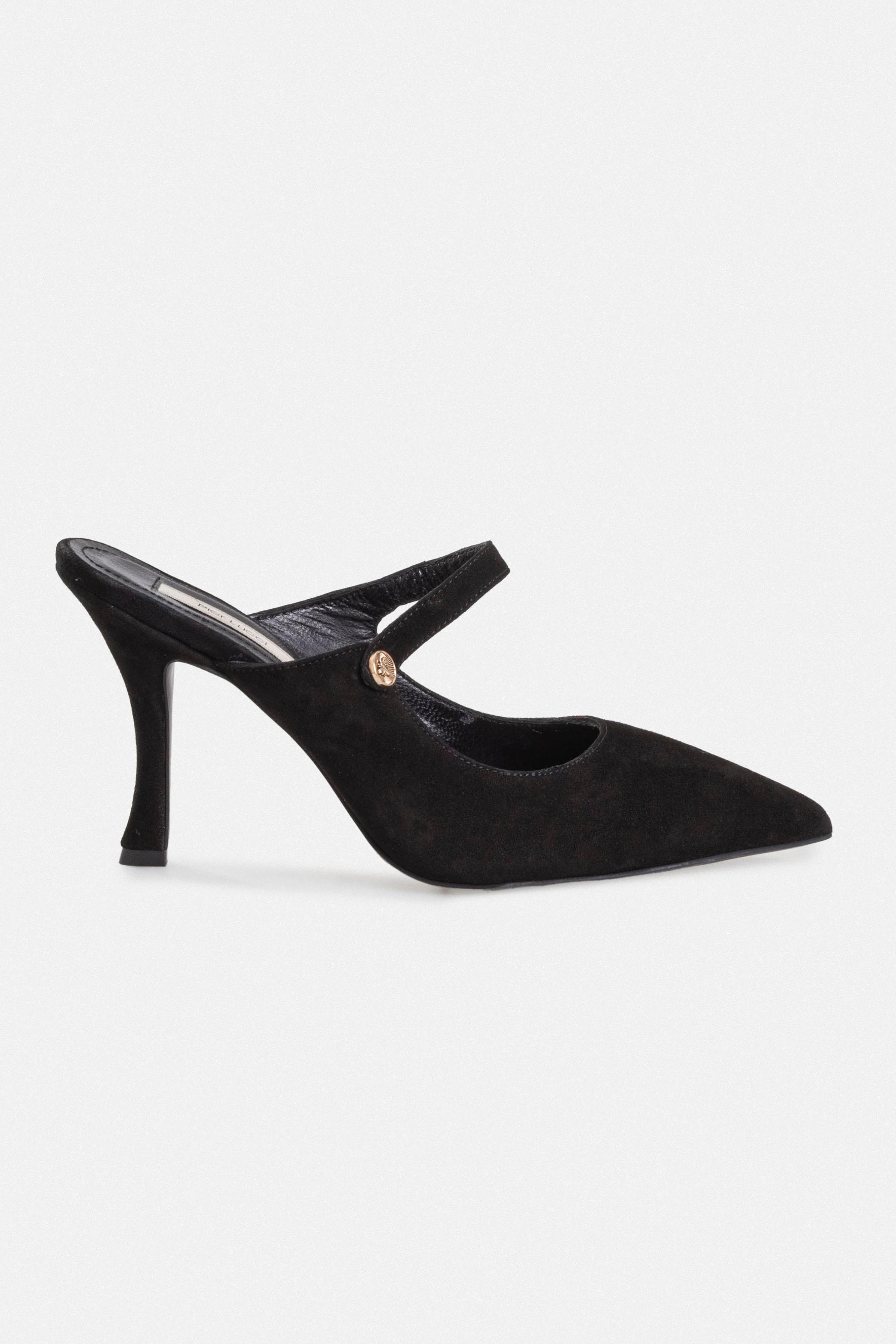 Kadın İnce Topuklu Ayakkabı - Siyah Süet
