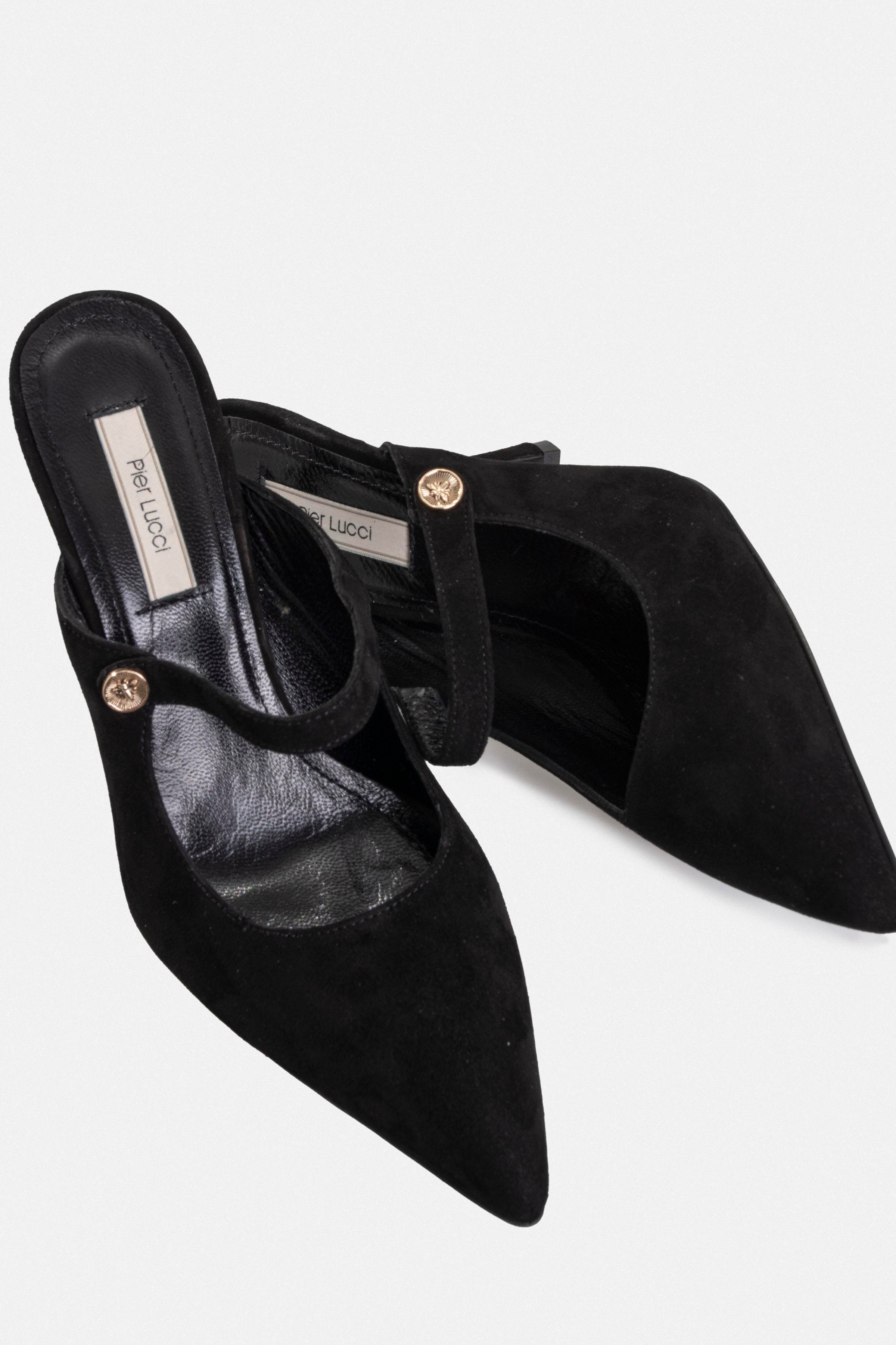 Kadın İnce Topuklu Ayakkabı - Siyah Süet